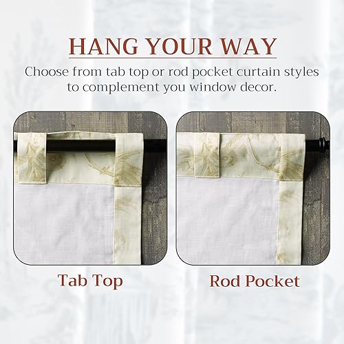 Miniatura 6 de Maison d' Hermine - Cortina 100% algodón, cortina decorativa salvia de 50 x 84 pulgadas, cortinas estéticas para granja, cocina y dormitorio, para