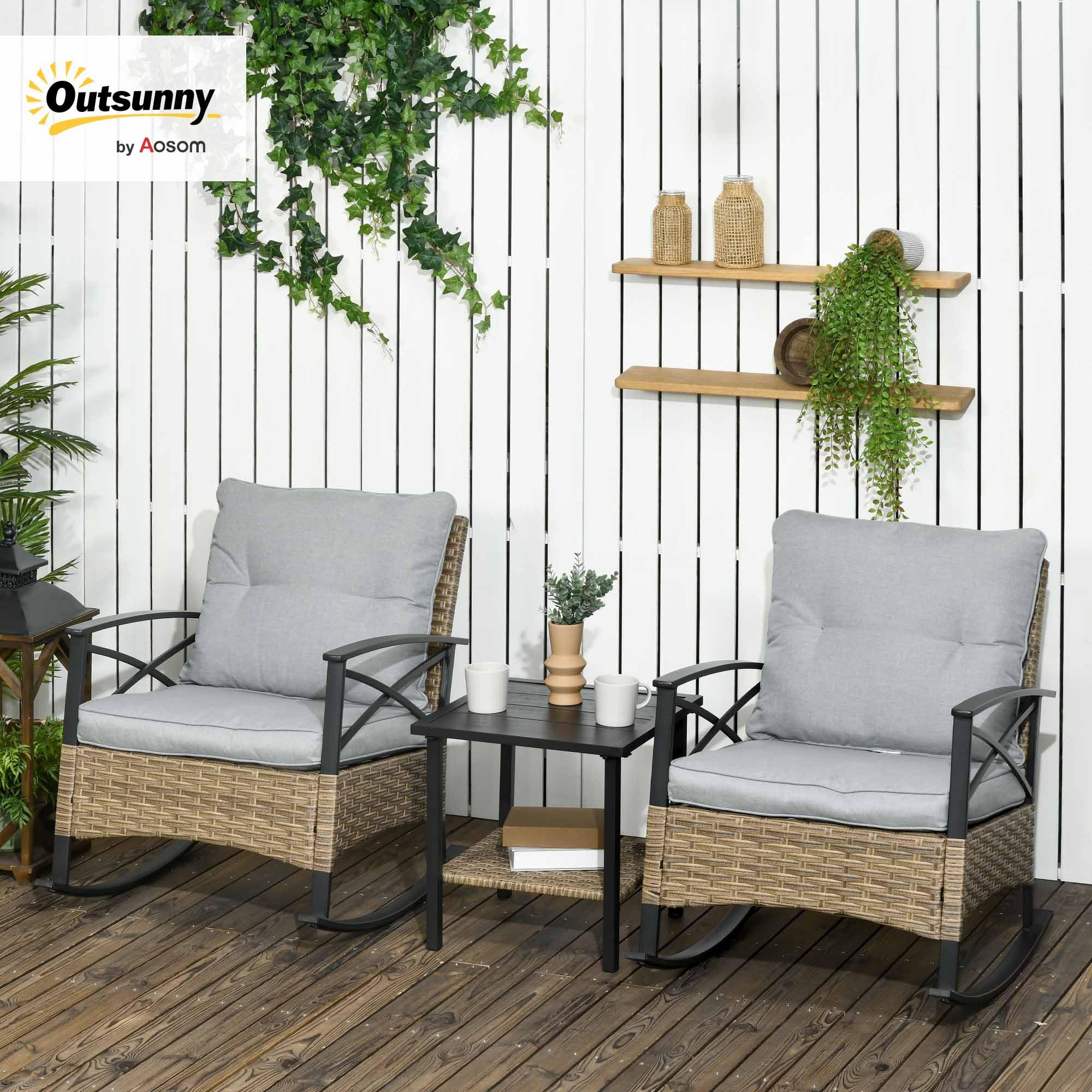 Wicker Patio Small Comfortable Outdoor Chairs Outsunny Patio