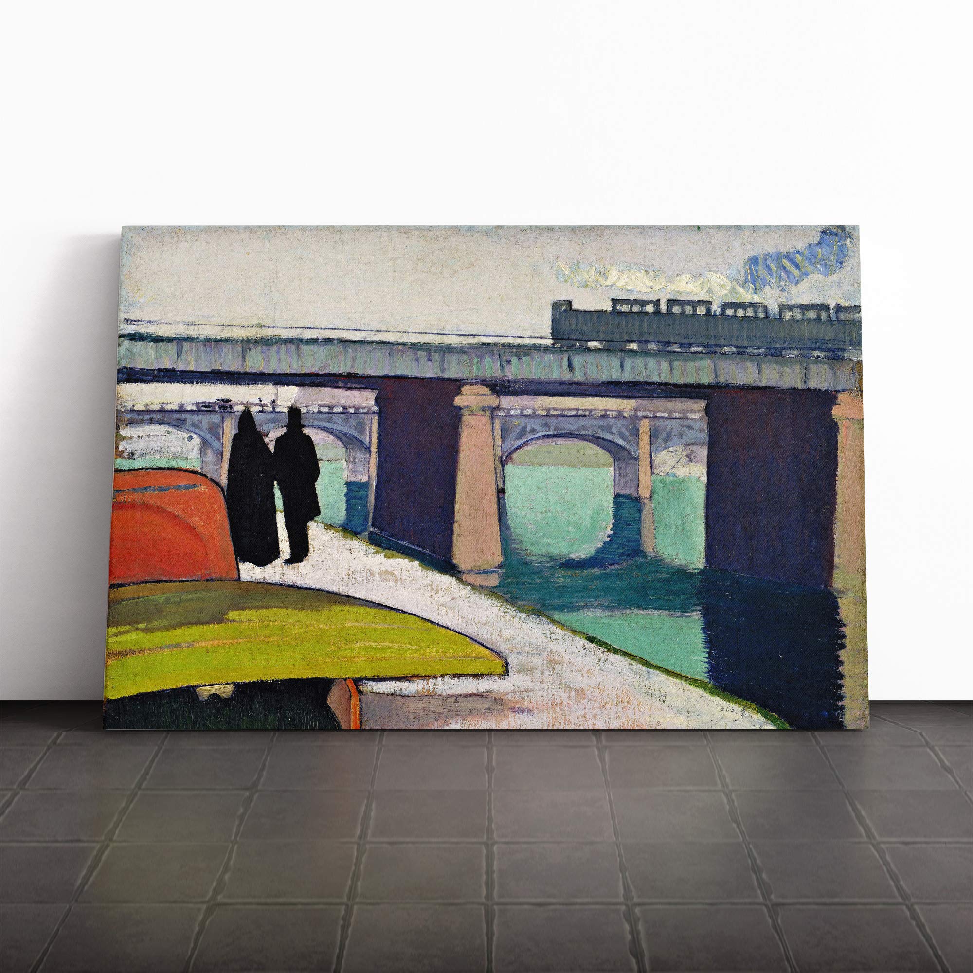 Emile Bernard A Stroll by The River Canvas Print | Gallery Wrapped 30mm Frame Wall Art | 30x20 inches | Ready to Hang | Modern Landscape Picture | Living Room Bedroom Lounge Office