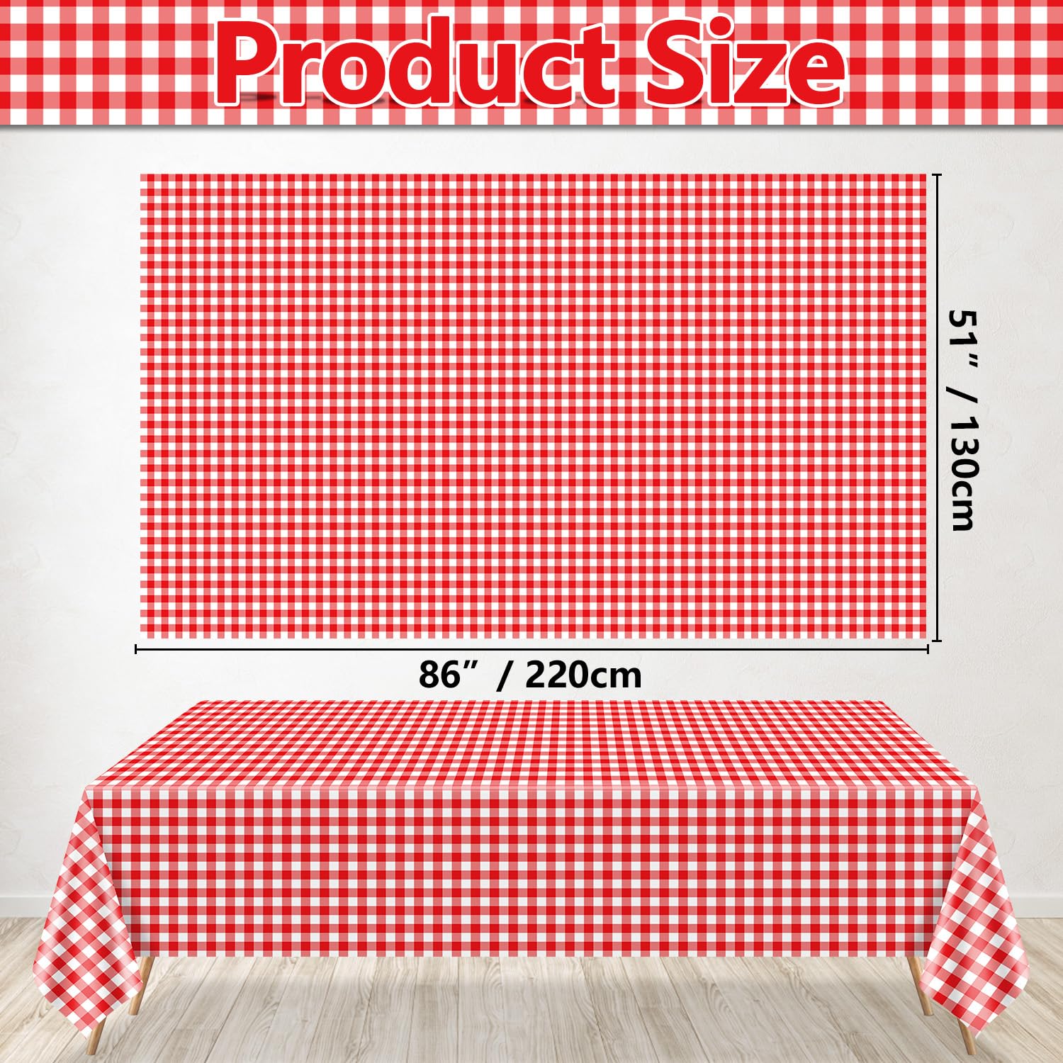 Nappe A Carreaux Rouge Et Blanc Lot De 4 Nappes Jetables Vichy Rouge Et Blanc 130x220cm - Nappes à Carreaux Pour Fête Nappe Jetable