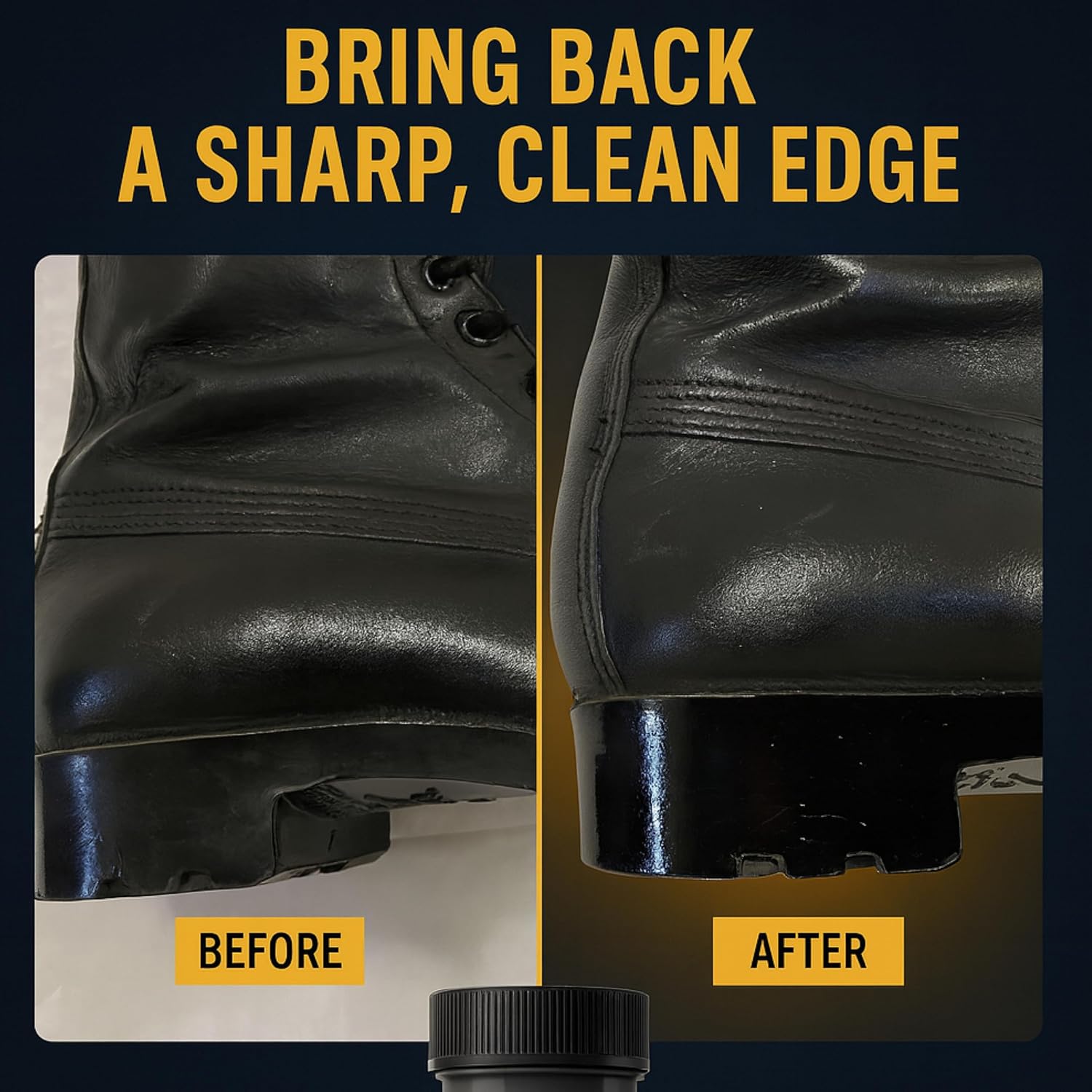 Eagle Sole and Heel Edge Dressing Black – High Gloss Shoe Polish for Leather Soles & Heels – Protective Liquid Edge Dye with Built-In Applicator – Restores Worn Edges (4oz)