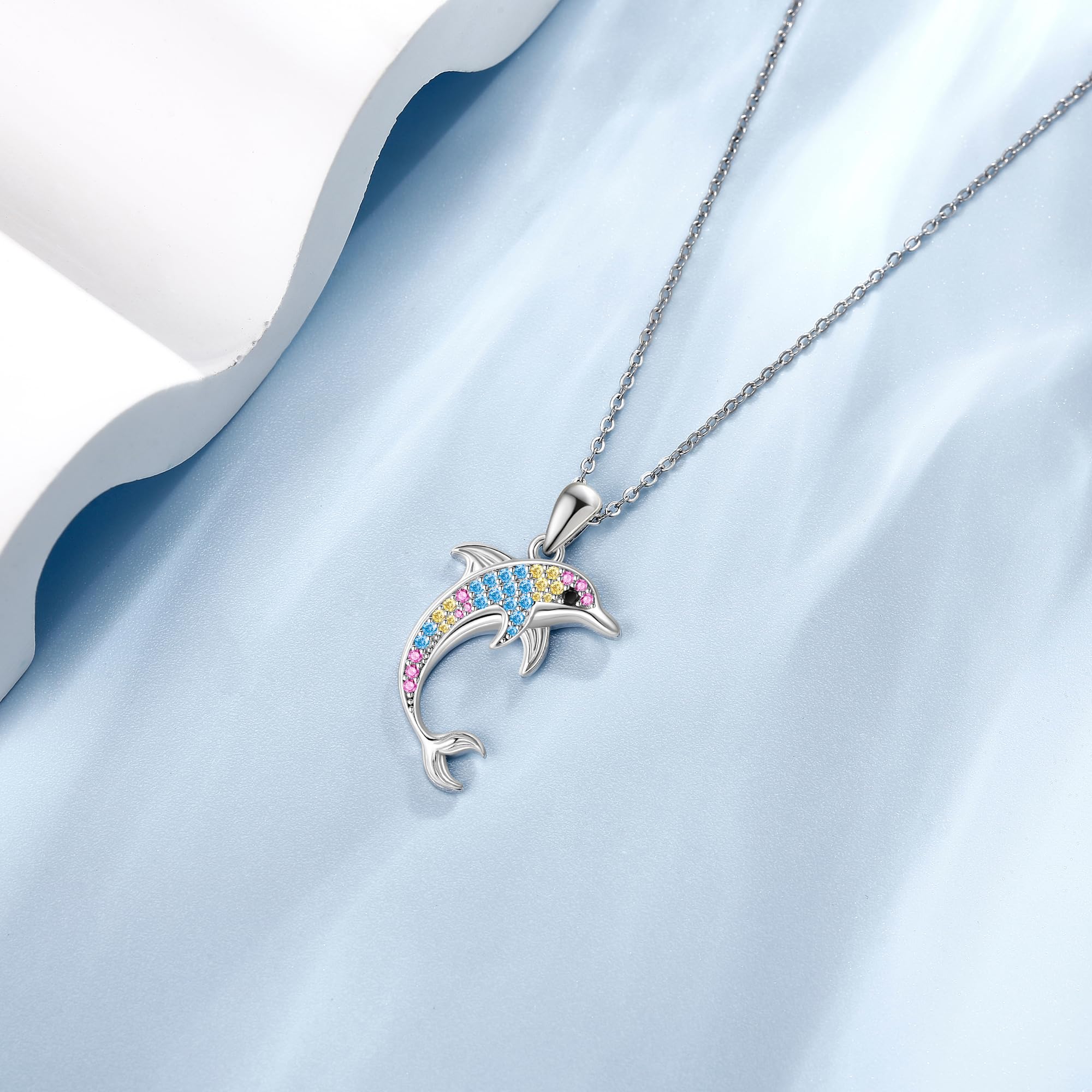 URONE 925 Sterling Silber Ozean Kette Seepferdchen/Hai/Delphin/Octopus Anhänger Halskette Schmuck Geschenke für Damen Herren