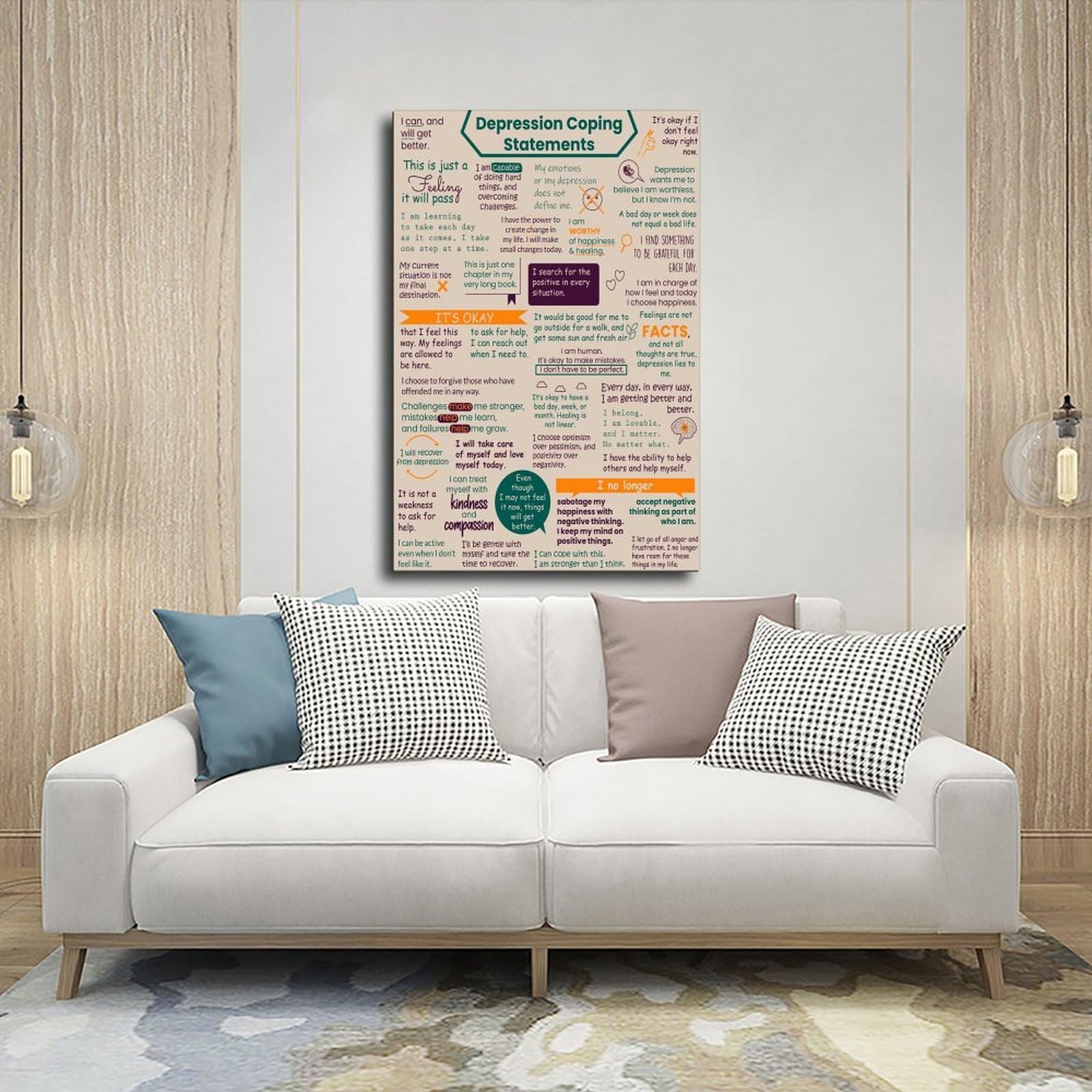 Poster auf Leinwand zur Bewältigung von Depressionen, Depressions-Bewältigungserklärungen für Kinder und Jugendliche, Hilfsmittel auf Leinwand, Wandkunst, Schlafzimmer, Büro, Küche, Dekoration