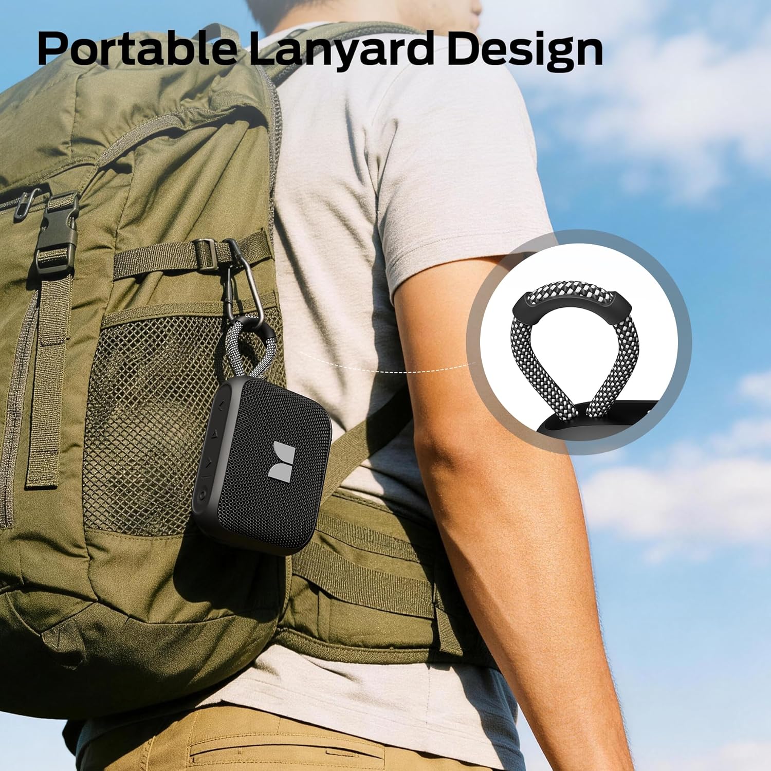 Monster S520 Portable Speaker, IPX7 Waterproof Speakers Bluetooth Wireless, Bluetooth 6.0 Small Bluetooth Speaker, 12 Hours Battery Life, TWS Pair for Outdoors/Beach/Home/Travel, Black