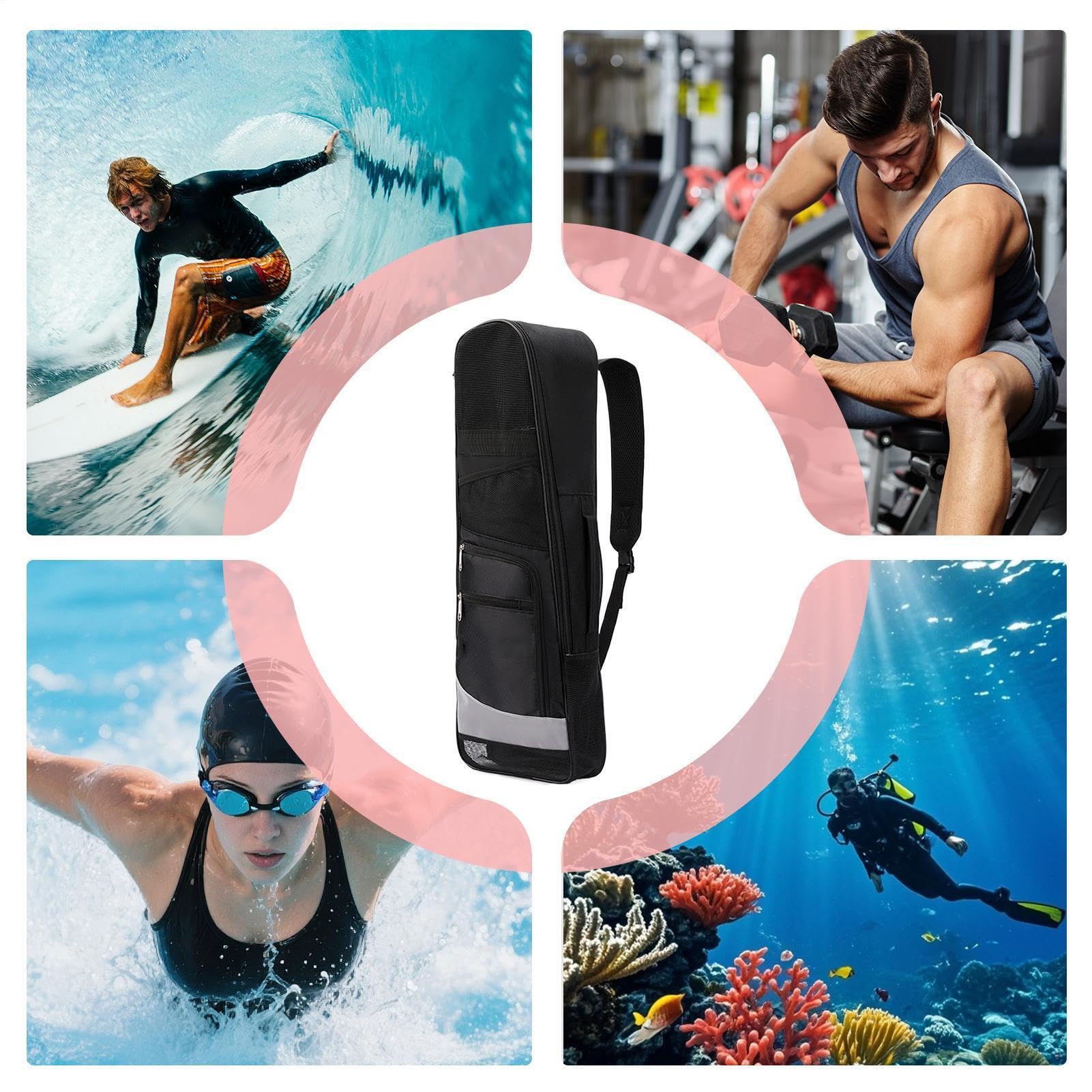 Zaino da snorkeling, regolabile, traspirante, grande, con tasca, zaino da spiaggia in rete, per immersioni, adulti, principianti, spiaggia, immersioni, snorkeling, nuoto, viaggi, acqua, piscina