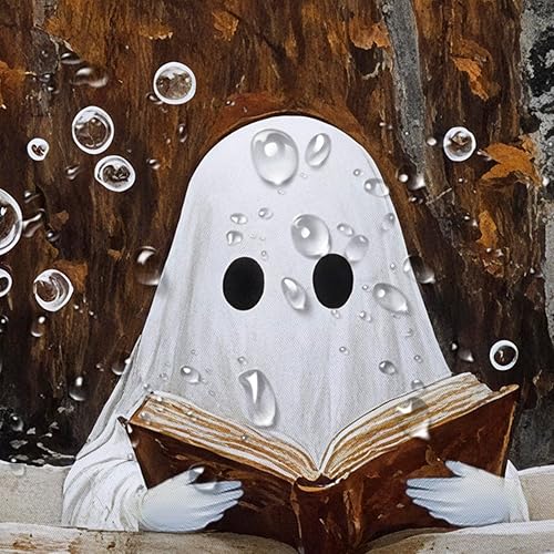 Miniatura 6 de LB Cortina de ducha de otoño para baño, divertido gato negro con fantasma en la bañera en el bosque de otoño, cortina de ducha de tela de cosecha de