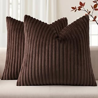Simmore Fall Soft Brown Flannel Throw Pillow Covers 24X24 Set of 2