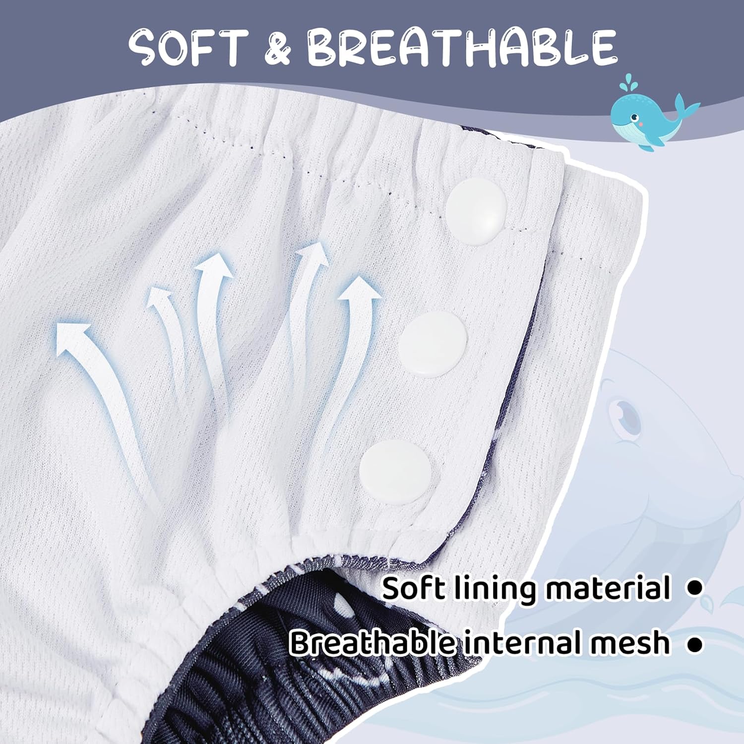 Durio Reusable Swim Diapers for Baby Toddler Newborn Washable Water Diapers for Swimming Beach Essentials - Image 4