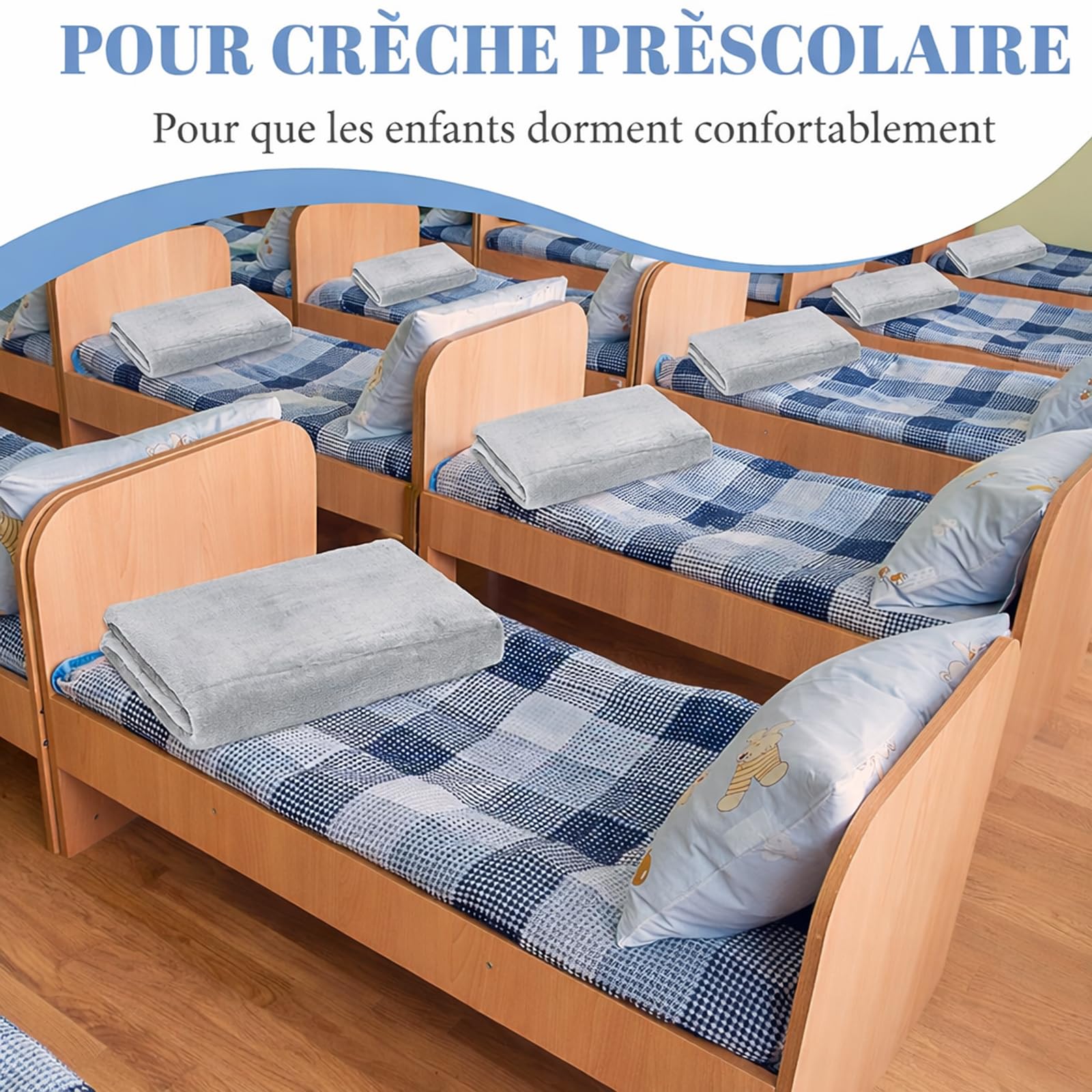 Lot de 10 Couvertures de Sieste Enfant, Plaids de Crèche Gris 100 x 120 cm | Couvertures Doux et Légers, Lavables en Machine, pour Crèche, Maternelle, Assistantes Maternelles et Voyage