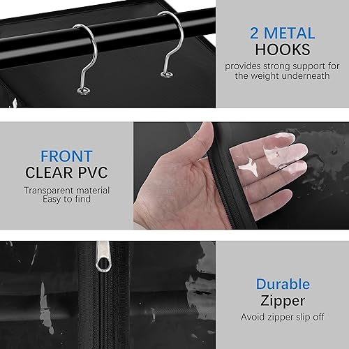 Miniatura 7 de coastal rose Organizador colgante de PVC transparente de 8 niveles con cremallera, organizador de suéter colgante para armario con cubierta,