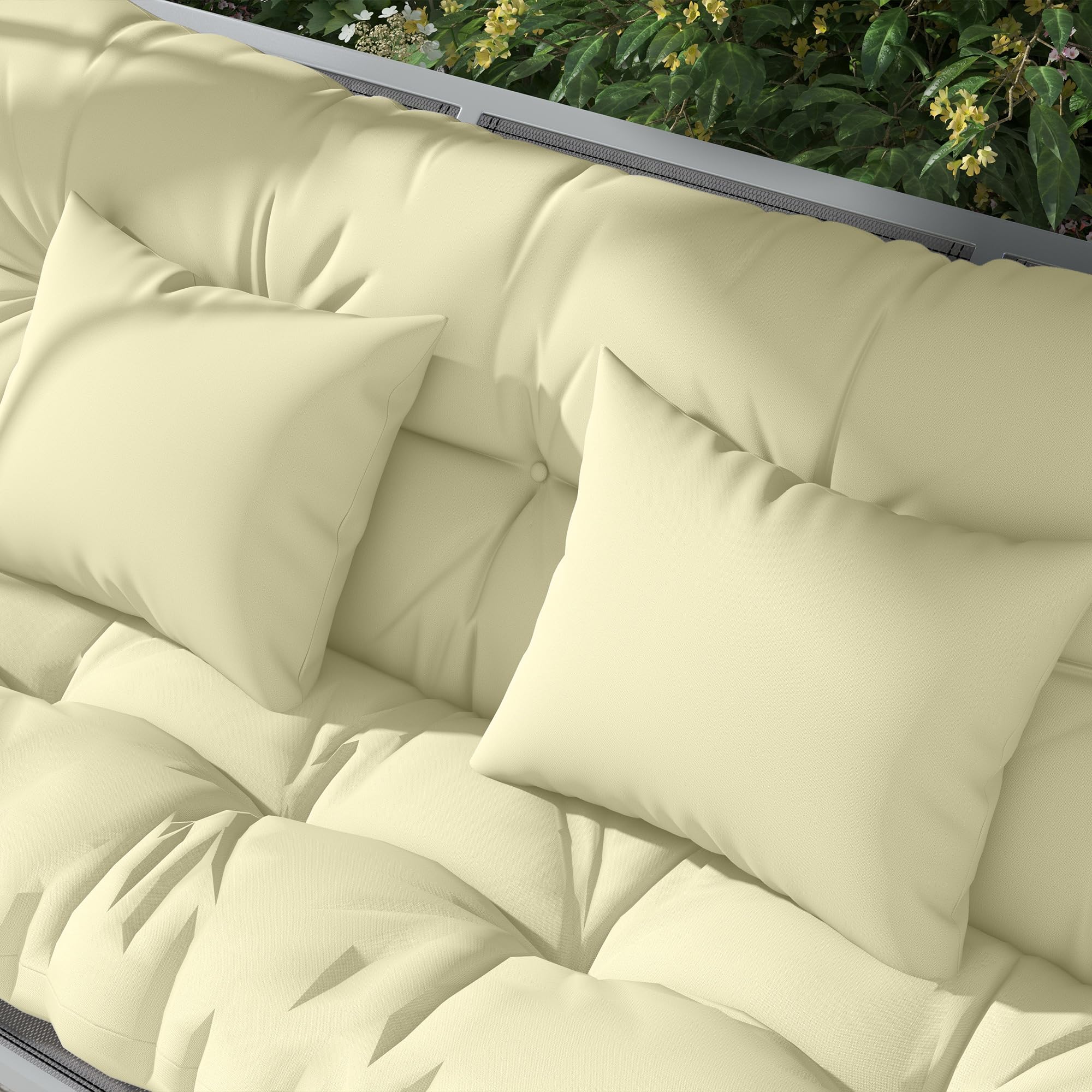 Outsunny Ensemble de 4 Coussins d'Extérieur pour Balancelle de Jardin Crème | Coussin d'Assise, de Dossier, 2 Oreillers