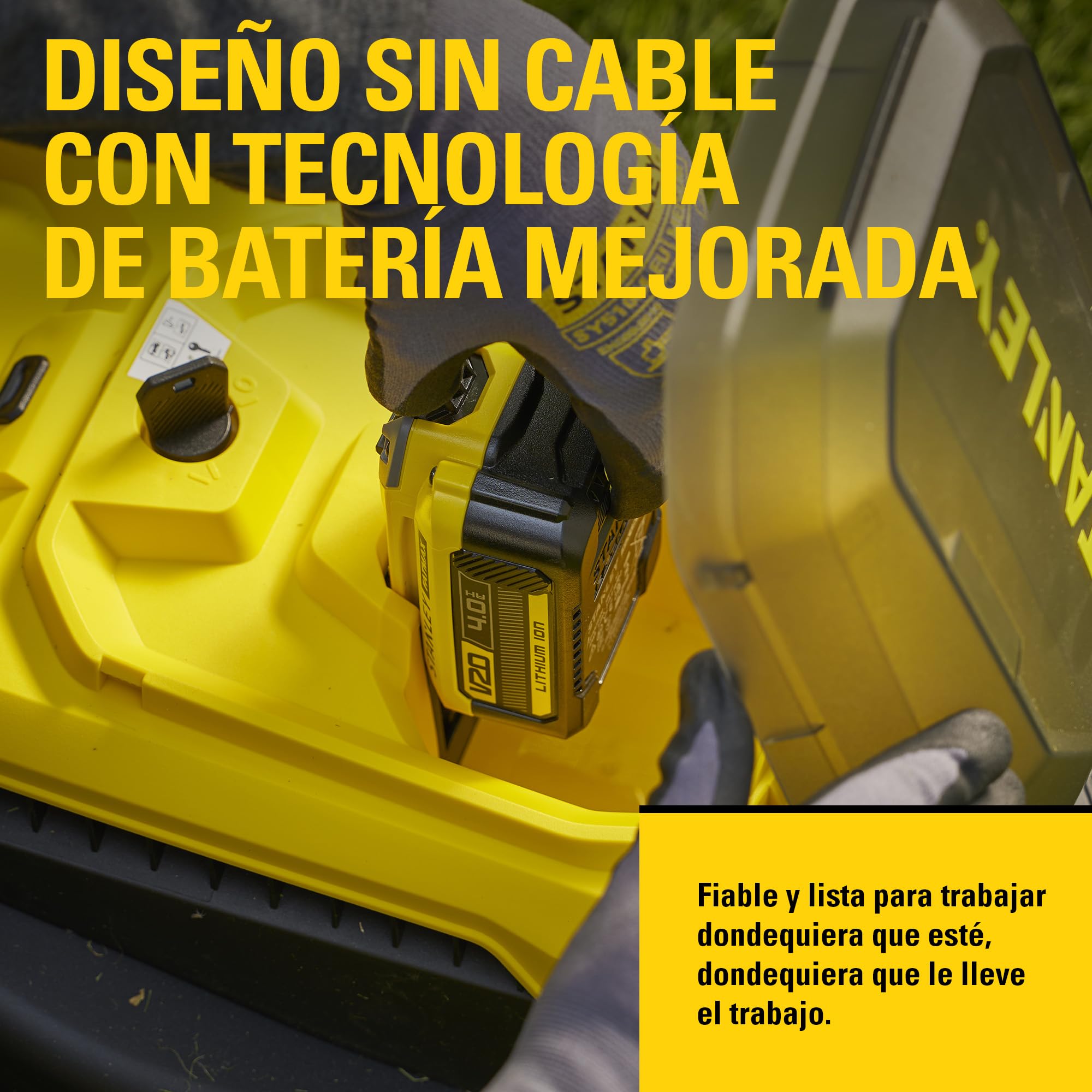 STANLEY V20 Cortacésped sin escobillas de 34 cm, incluye batería de iones de litio de 4 Ah y cargador de 2 A, 18 V, SCMWP3401M1-QW
