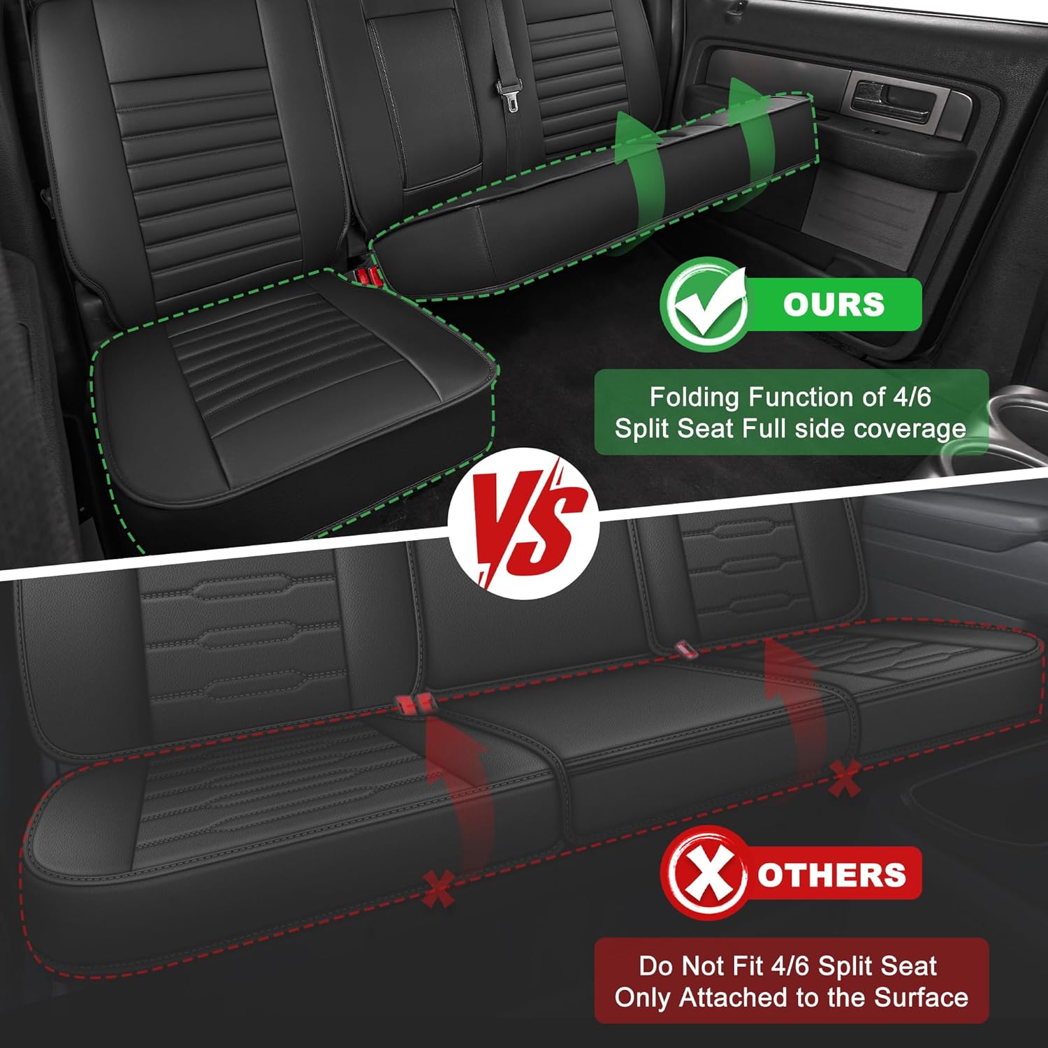 AOMSAZTO for Ford F150 Seat Covers 2009-2025 2026 &F250 F350 F450 2017-2025 2026 Super Crew,Lighting,SuperDuty Crew (XL STX XLT) Waterproof Seat Covers for Pickup(5 Seats,Black)