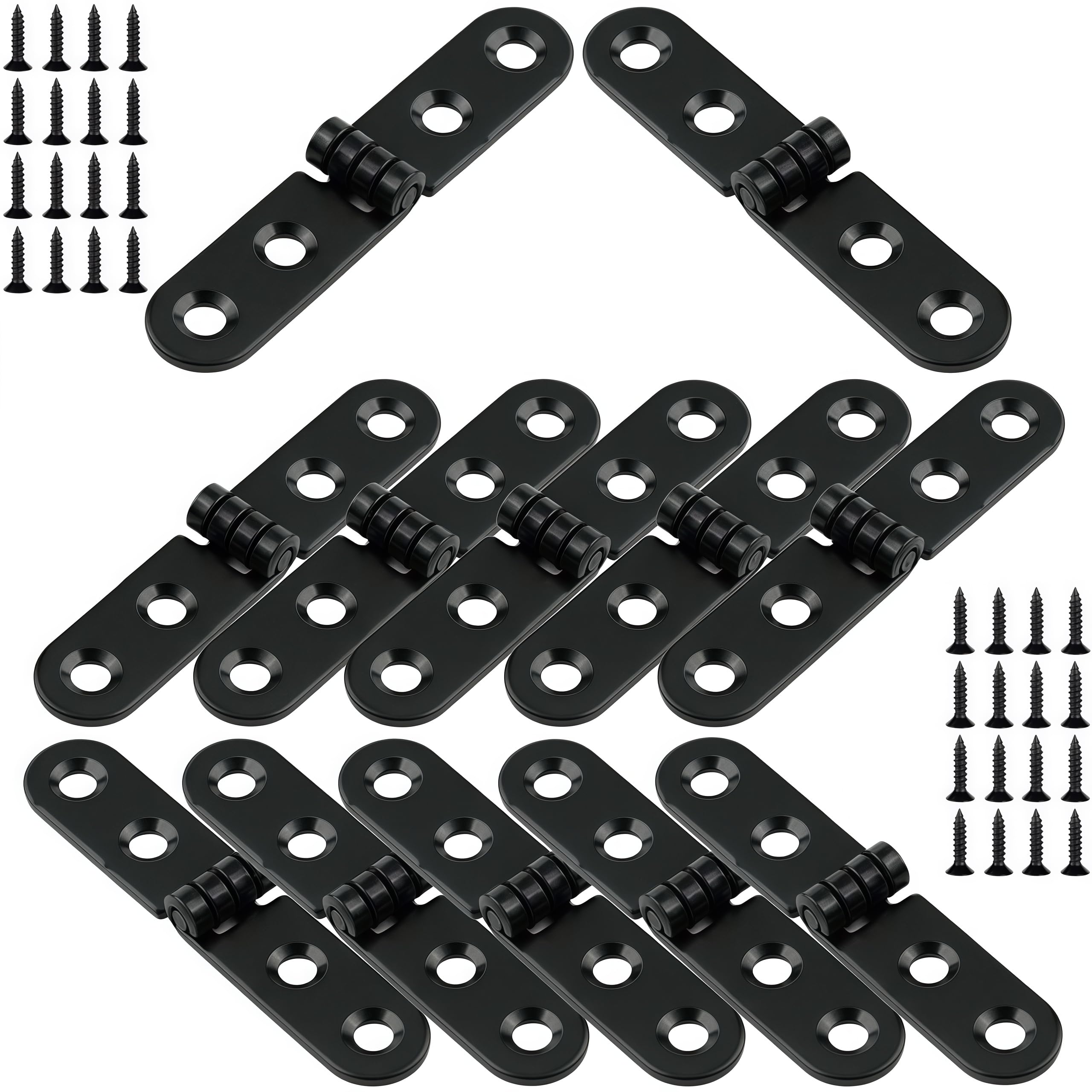 Vbnexyr Regular Door Hinges 12 Pack Of Iron Round Edge Flip Hinges Suitable For Folding Tables Chairs Cabinets Doors And Boxes Iron 76 * 15 * 2.0Mm Thick Black