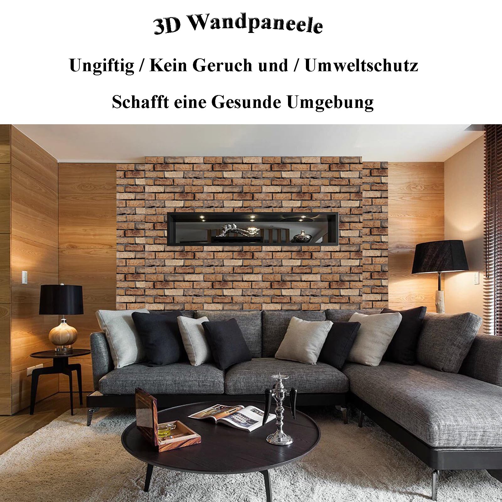 3D Wandpaneele Selbstklebend, 10 Stück Wandverkleidung Selbstklebend PVC Wandaufkleber Wasserdicht Wandtapete, 30x 30cm Wall Panel für Wohnzimmer,Schlafzimmer,Küche,Wandverkleidung (Roter Ziegelstein)