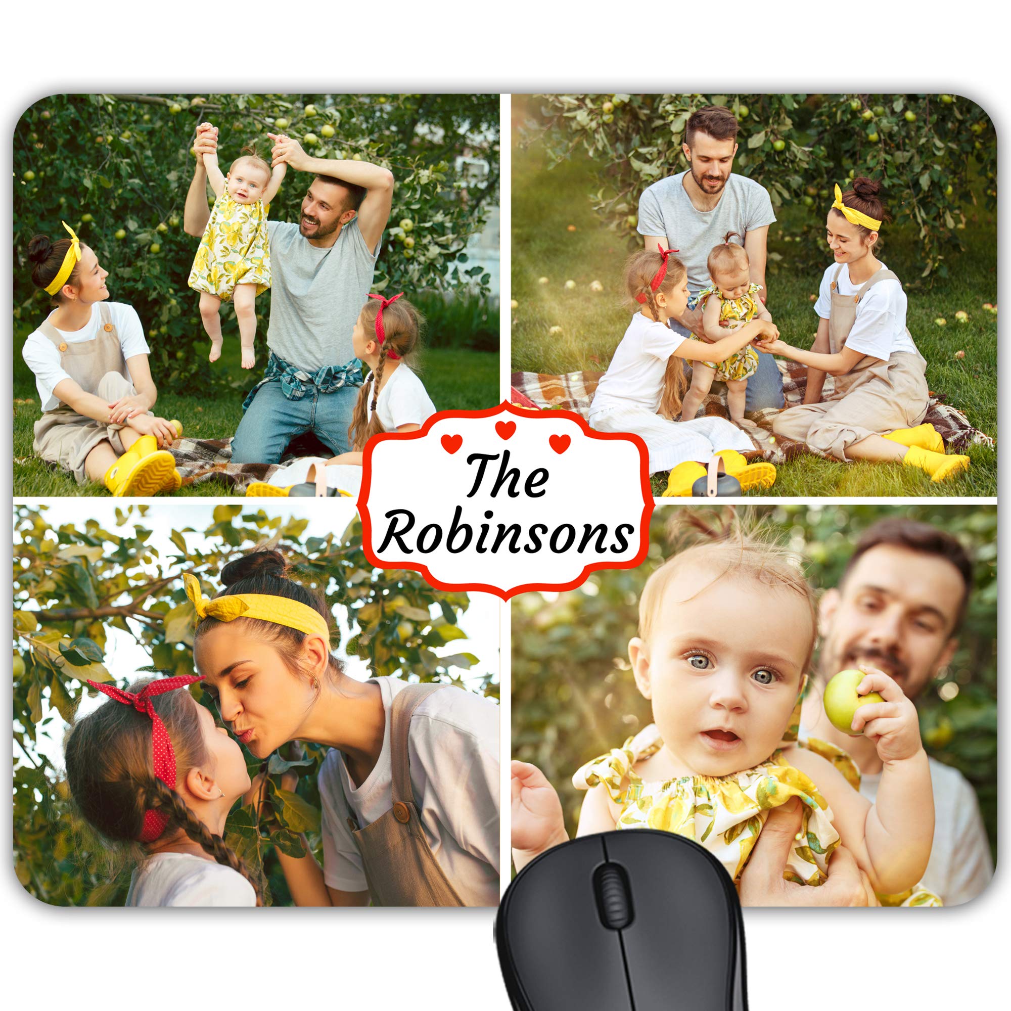 Cus2mize Personalized Mouse Pad with Picture Photo Text, Customized Mousepad, Gaming Mousepad, Personalised Mouse pad, personalized mouse mat, gaming mouse mat, Collage Mouse pad, 0792679600970
