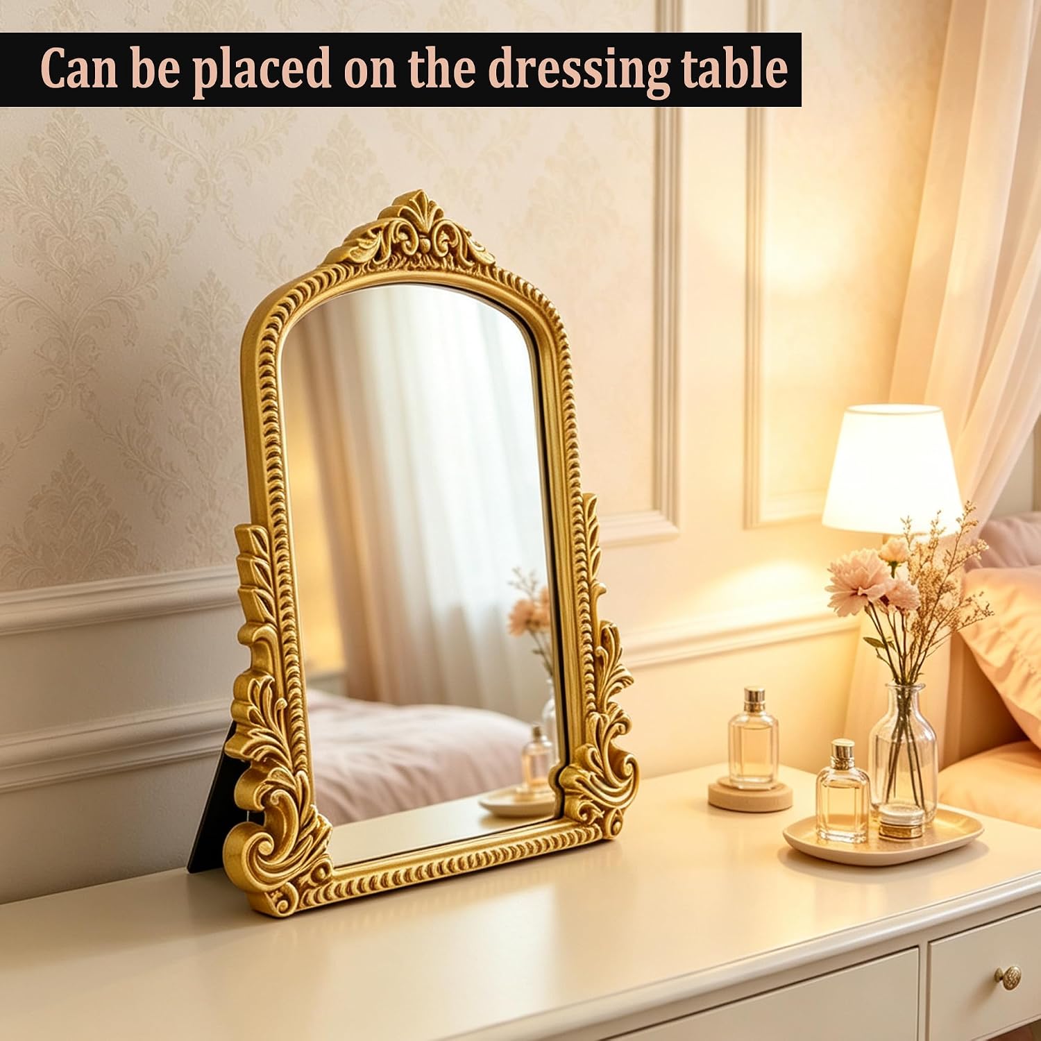 Resin Vintage Mirror 11X9” Antique Tabletop Mirror for Home Decor
