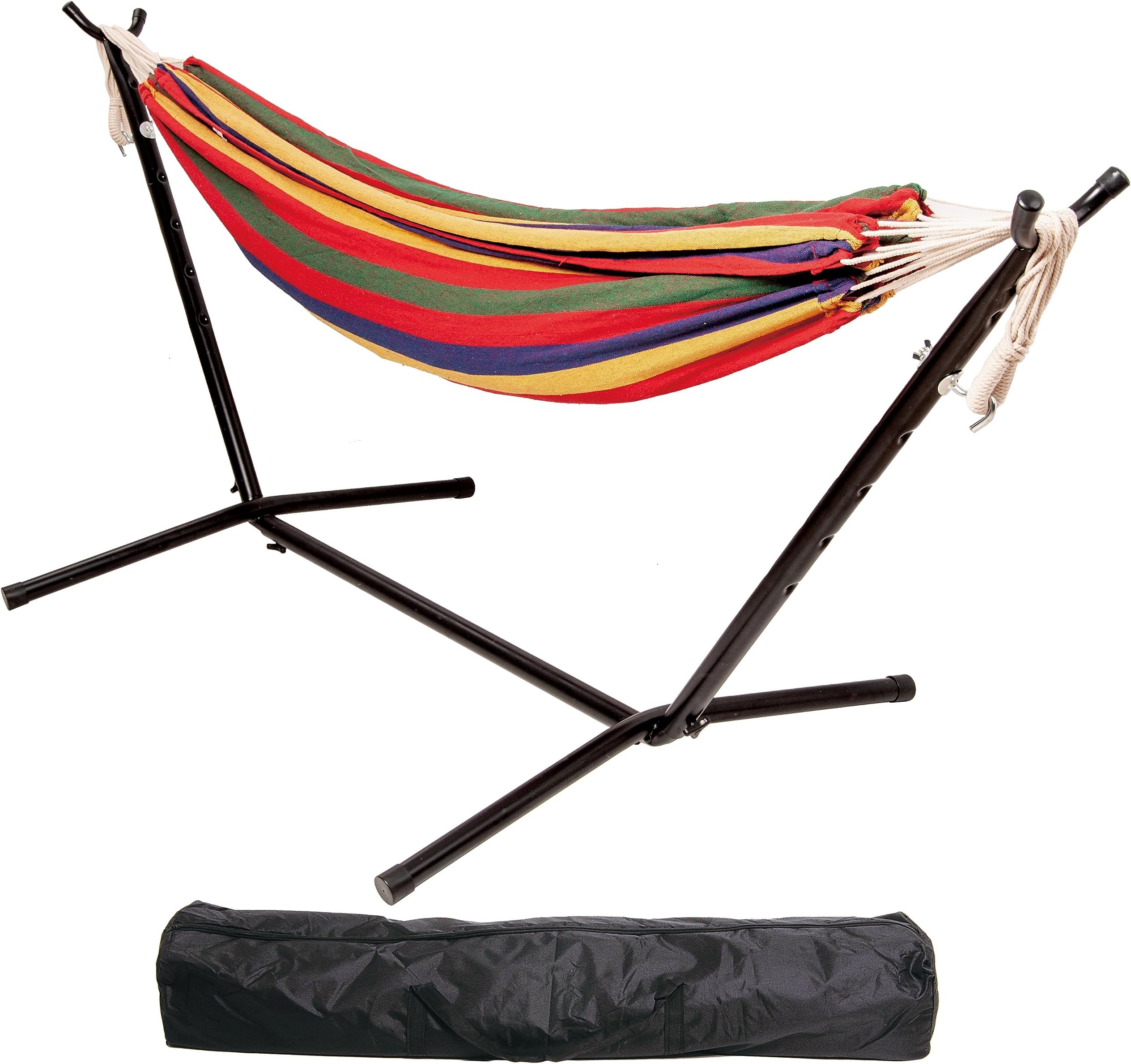 Double Hammock with Space Saving Steel Stand and Portable Carrying Case, 450-Pound Capacity, Sunrose