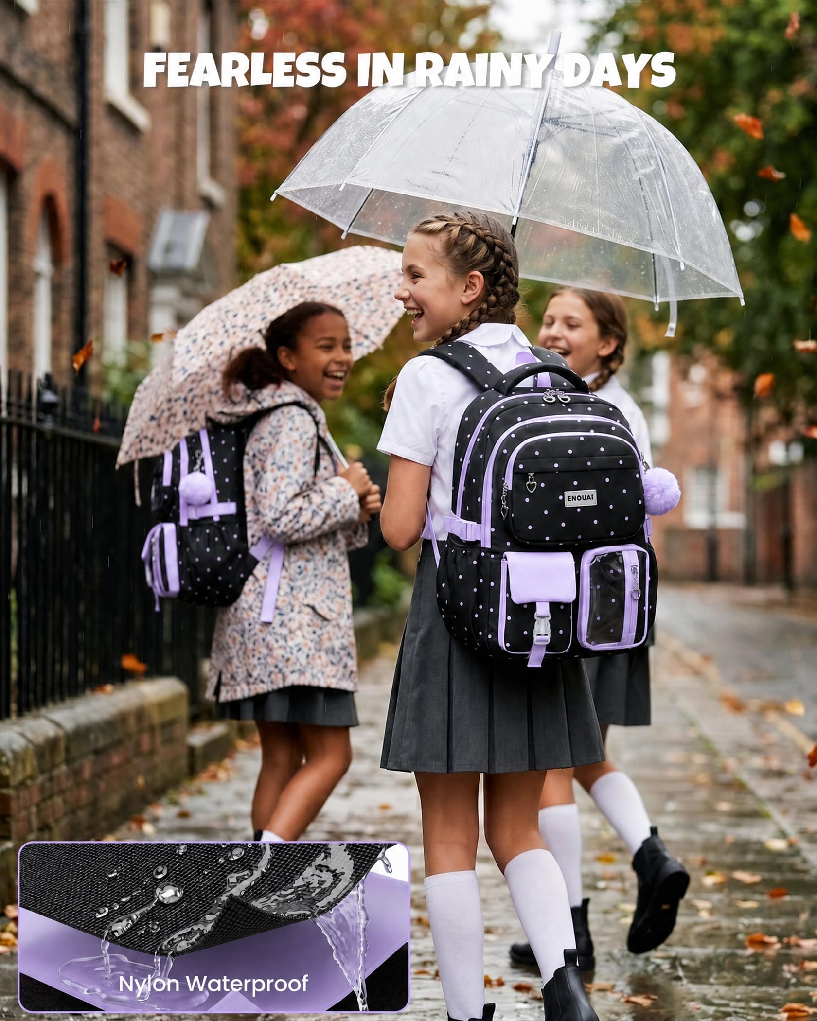 Amythe Mochila Escolar Niñas Clases de 1 a 6 Grande Ligero, Morado
