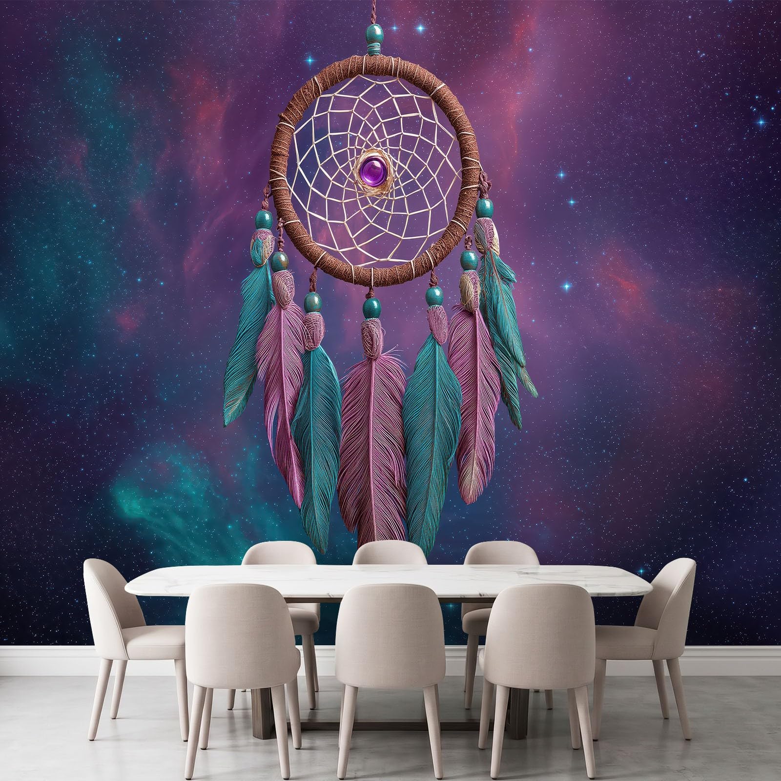Vlies Fototapete Traumfänger Kosmos Fantasy Vliestapete, Hochwertige Boho Ethnisch Fototapeten für Wohnzimmer Schlafzimmer, 250 x 175 cm Wandtapete Tapete für Kinder Mädchen Jungen