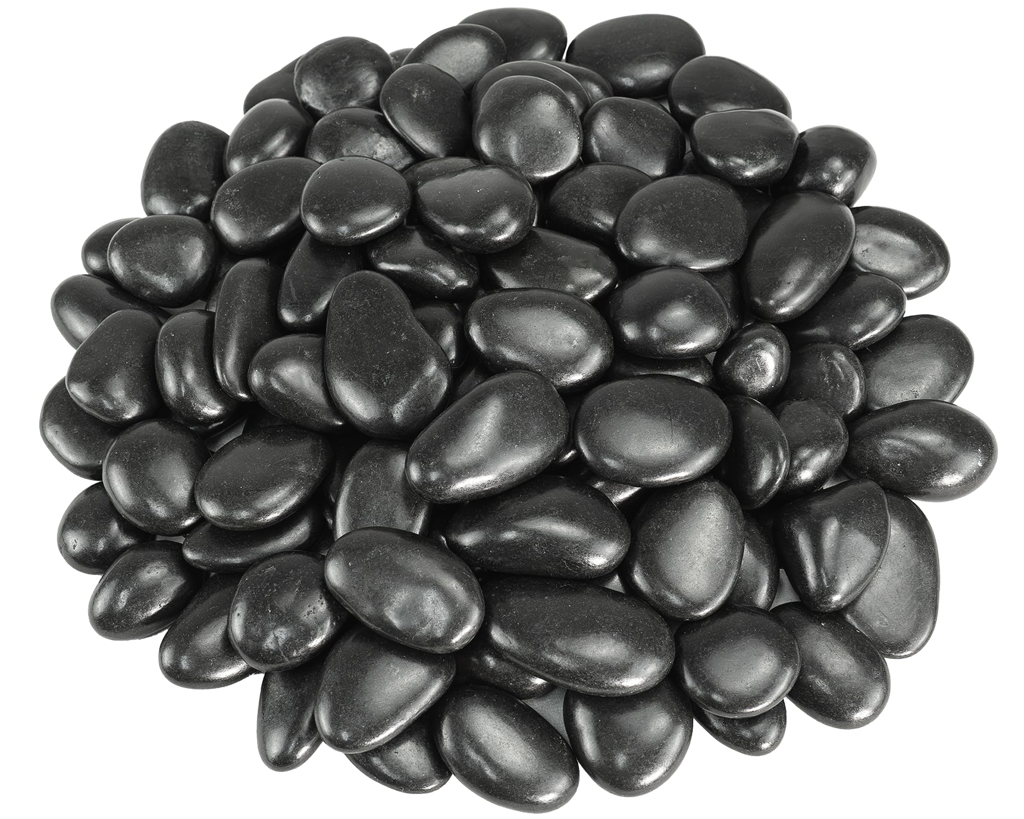 GreenVibe Pebbles for Indoor Plants, 2lbs Black River Rocks 1-2 Inch Decorative Pebbles for Planters, High Polished Stones for Vase Filler Fish Tank