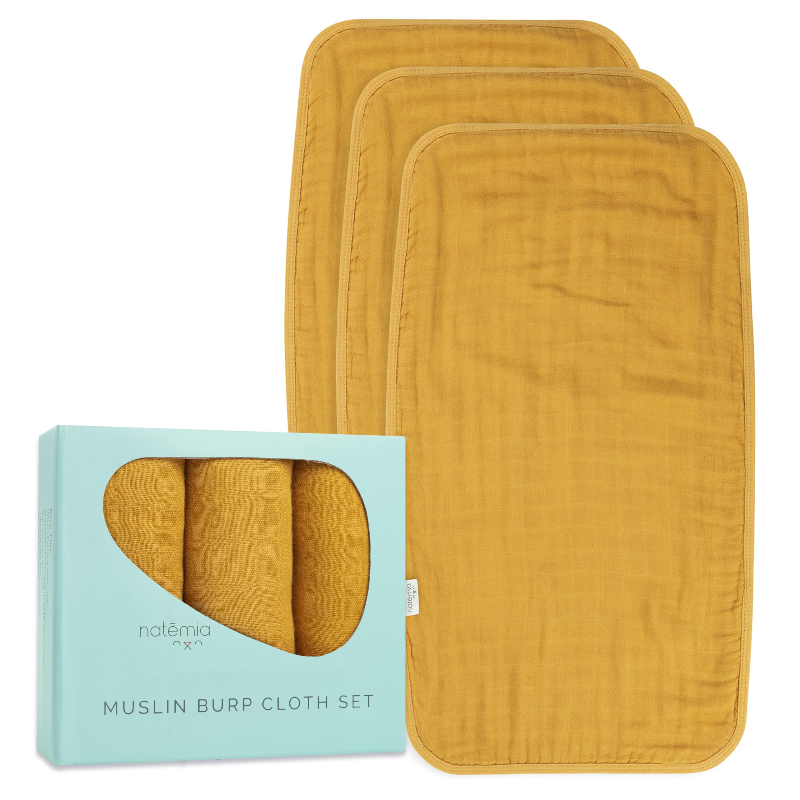 Natemia Muslin Burp Cloths for Baby Boys and Girls - Super Absorbent Baby Burp Cloths, Viscose Derived from Bamboo Cotton Baby Washcloths, 3-Pack Neutral Burp Cloths for Newborn, 21" x 11"-image-43