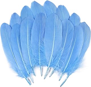 THARAHT 120pcs Sky Blue Goose Feathers Natural Bulk 6-8 inch 15-20cm for Crafts DIY Cosplay Wedding Party Halloween Decoration Goose Nagoire Feathers