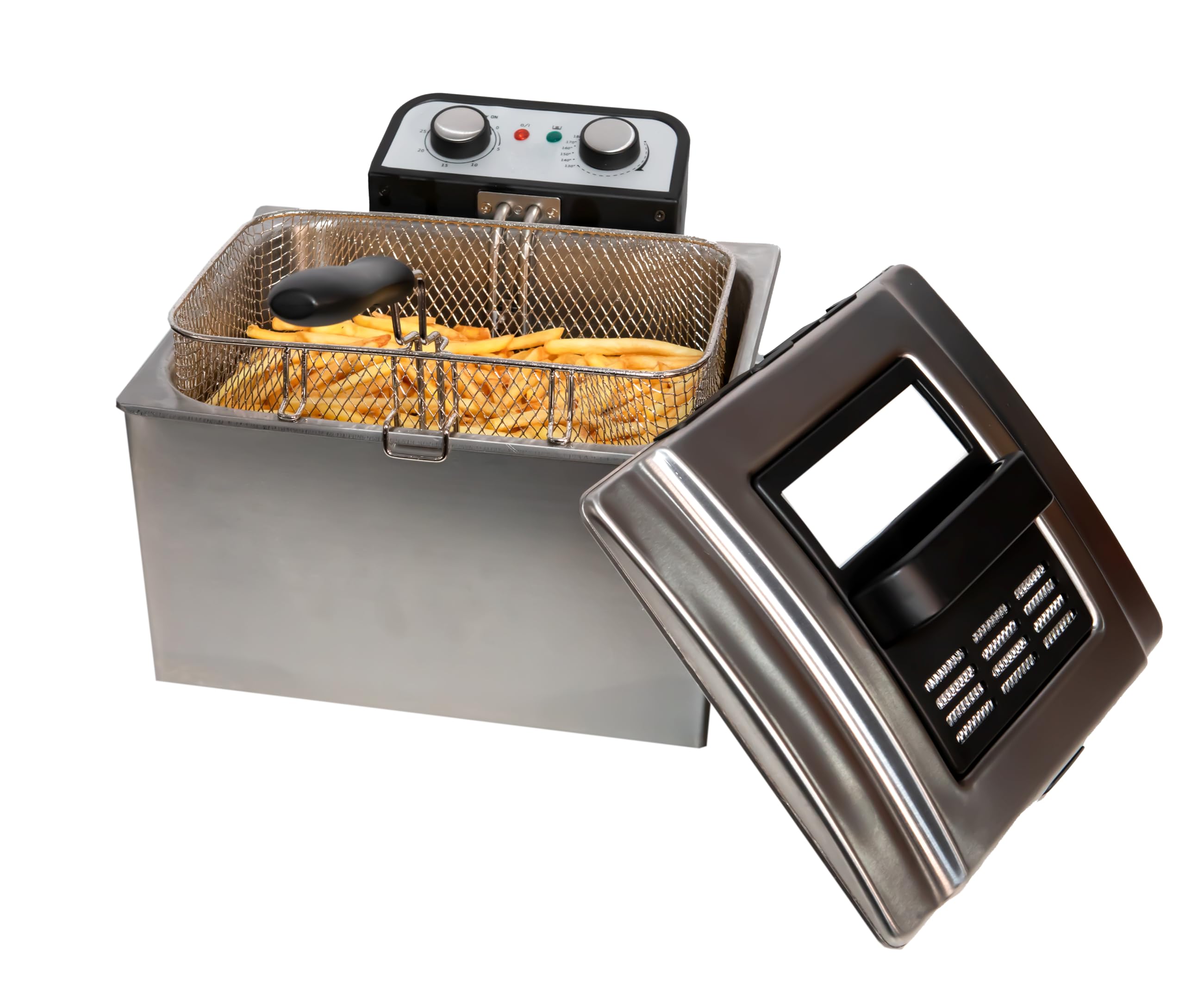 FREIDORA ELECTRICA 5L 3000W PROFESIONAL 3 CESTAS INCLUIDAS TERMOSTATO DE TEMPERATURA DESMONTABLE ACERO INOXIDABLE