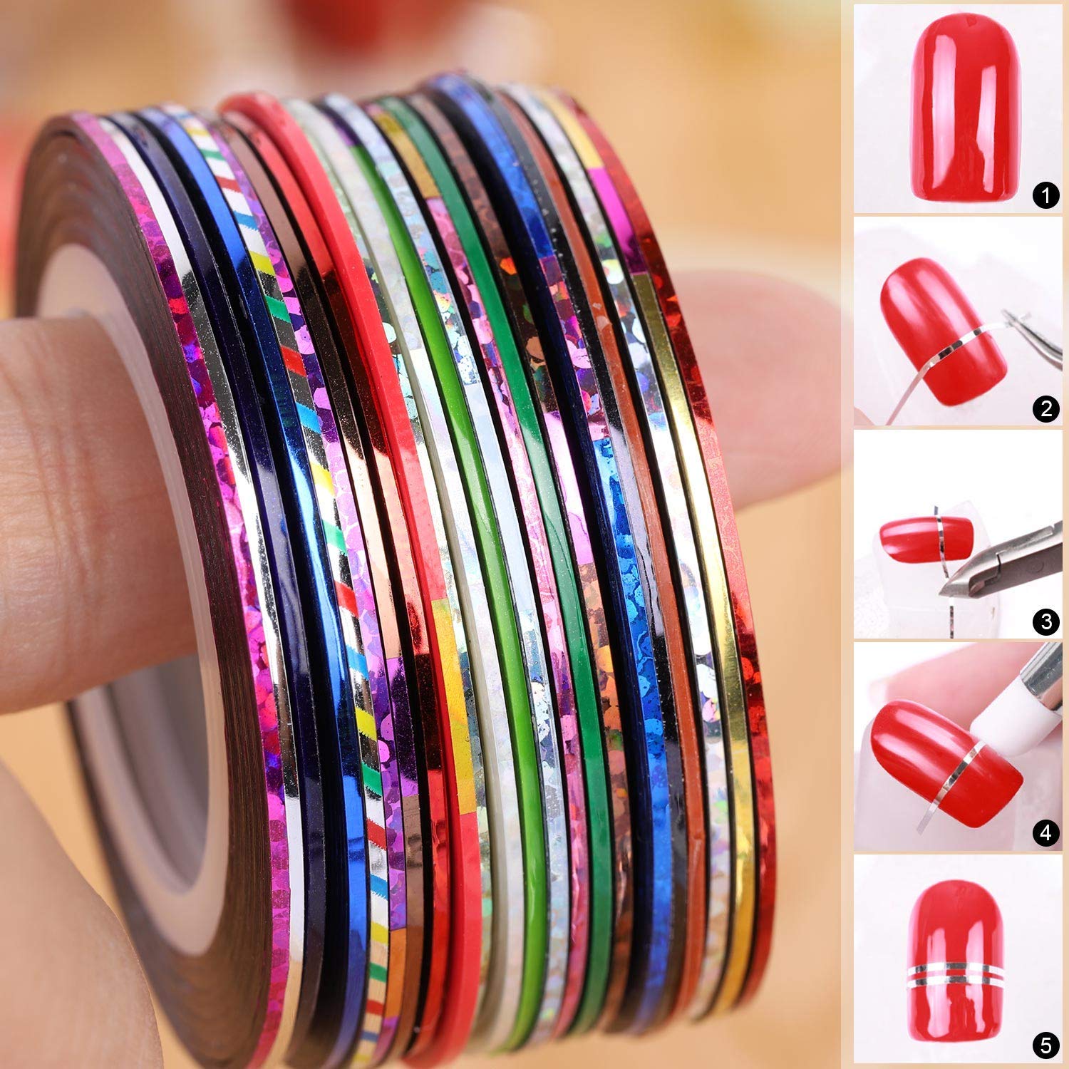 Belicia 10 Rolls Nail Striping Tape Line Nail Art Decoration Sticker for DIY Nail Tip 2