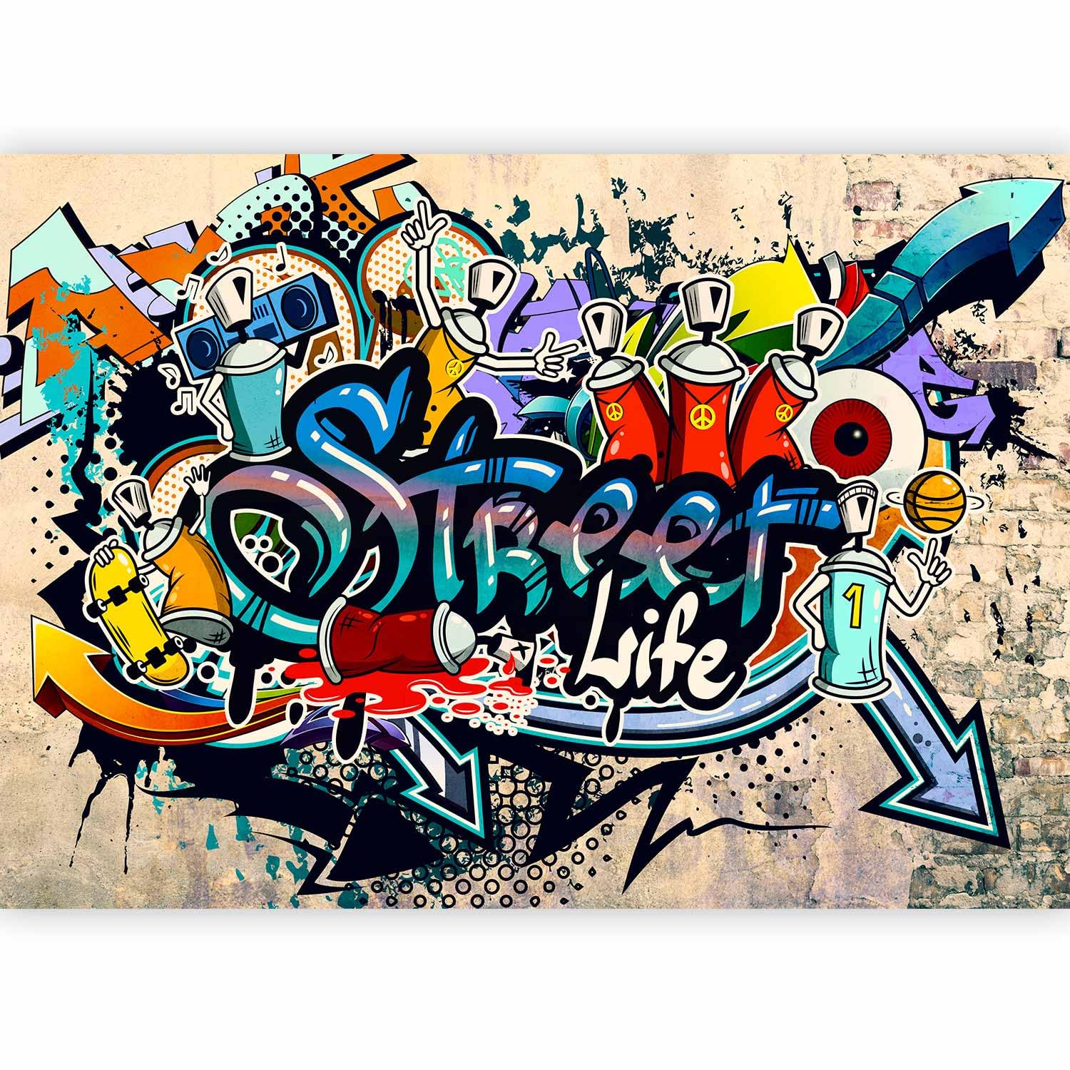 murando - Carta da Parati Adesiva 245x175 cm Fotomurali Adesivi Murali Rivestimento Parete Moderna per Pareti Adesiva Muro Decorativo Fotomurale Soggiorno Graffiti colorato acqua