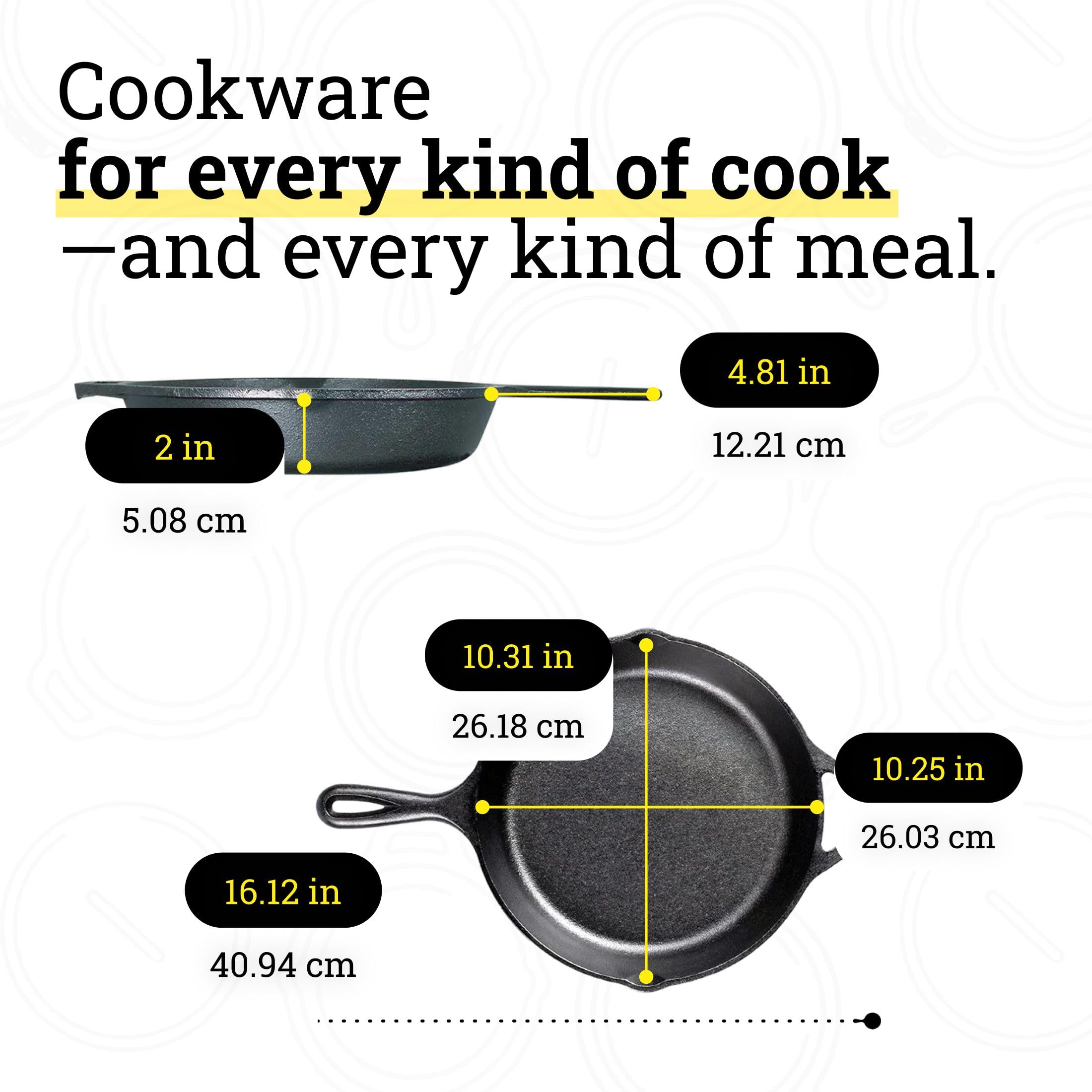 Lodge | Poêle en fonte naturelle 26cm | Sain et sans PFAS | Tous feux dont induction, four & BBQ | Made in USA