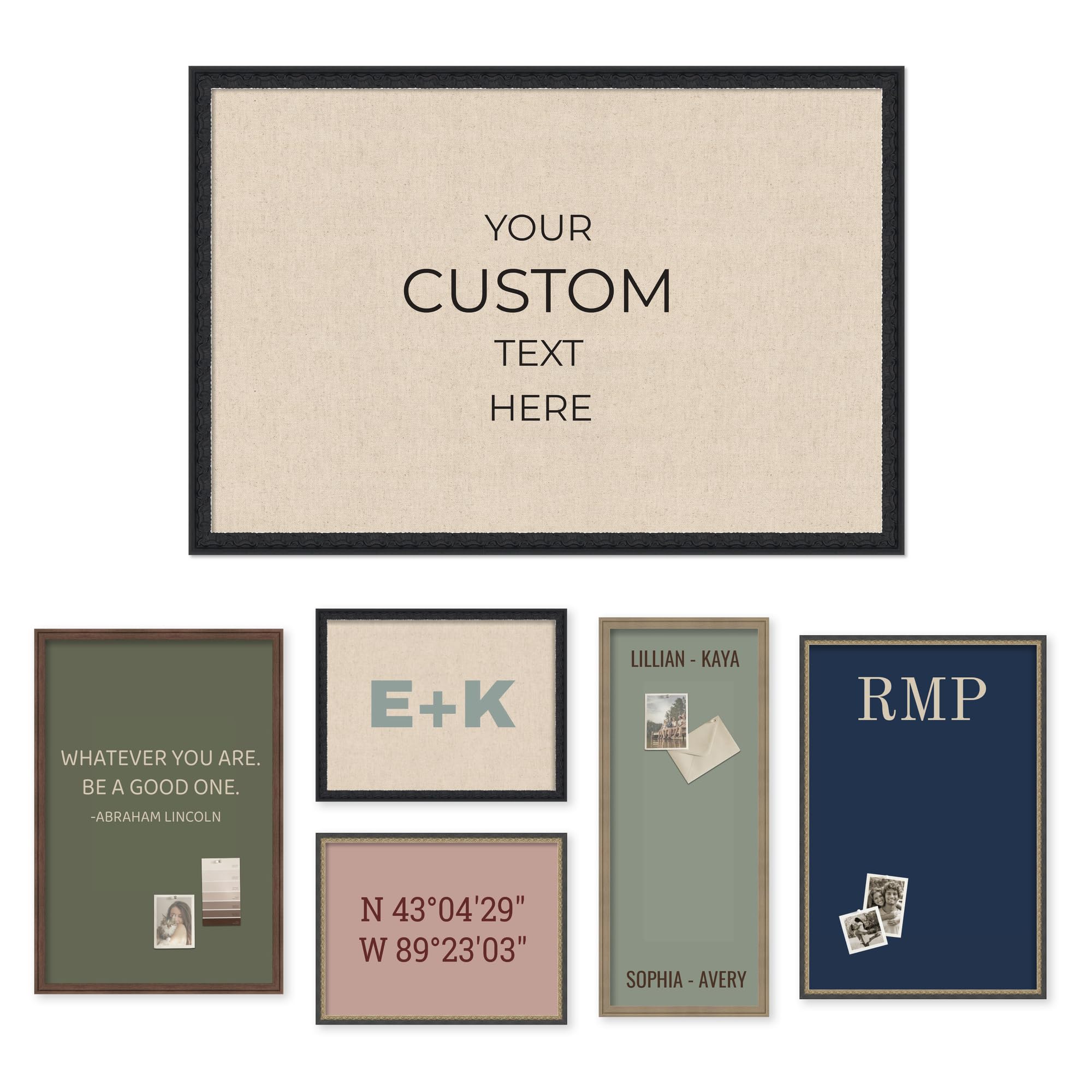 Kate and Laurel Personalized Pinboard Neutral Weave 38 x 26, Customizable Text Bulletin Board, Wall Organizer and Custom Poster Gift for Use as Wall Art, Cork Board, Vision Board, Dorm Decor