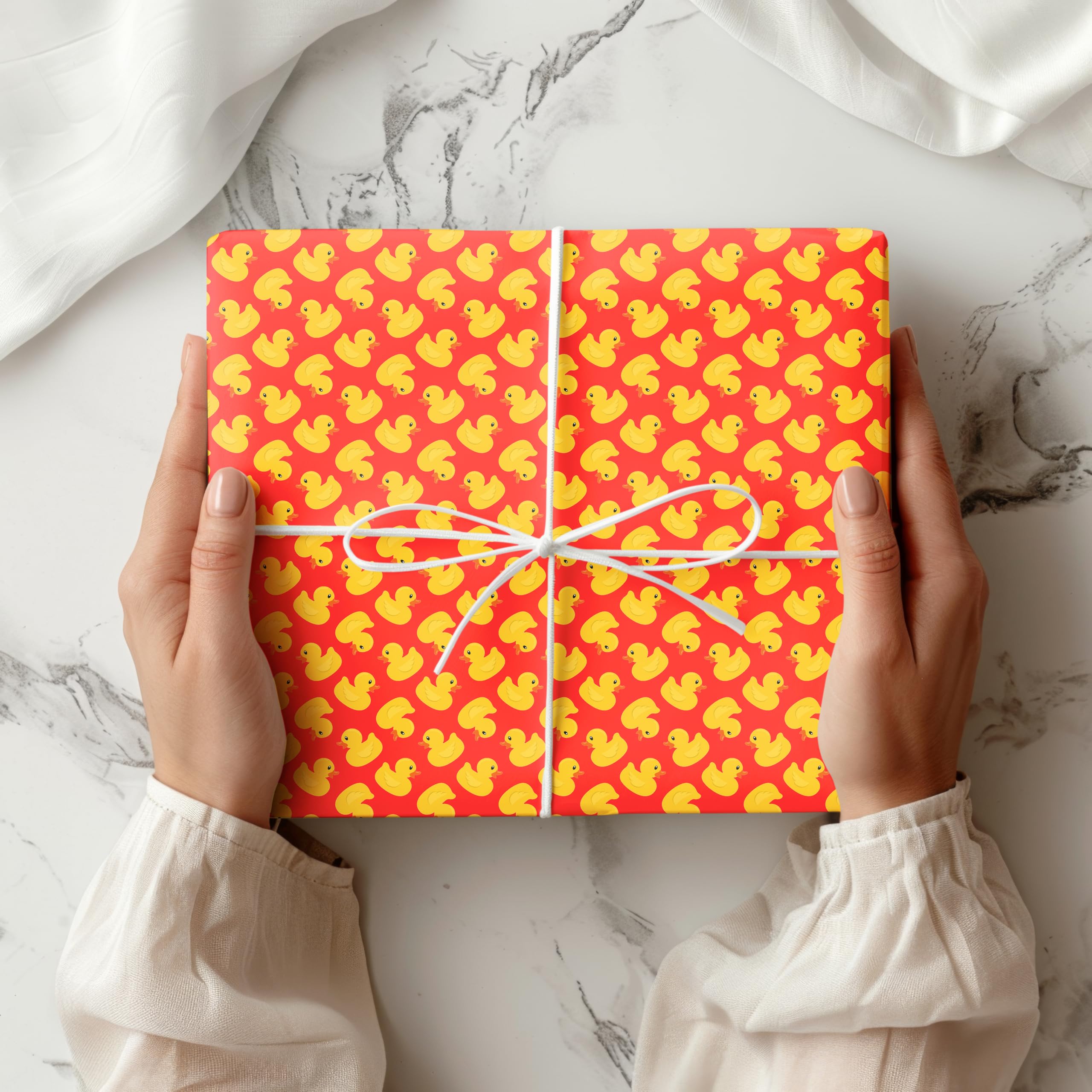 Rubber Duck Print Pattern Wrapping Paper - Gift - Anniversary, Birthdays, Weddings, Valentines - Gifts Him Her Hen Party - W13 Multi (Red, 1 Meter Roll - 58cm x 100cm/ 22.8" x 39.3")