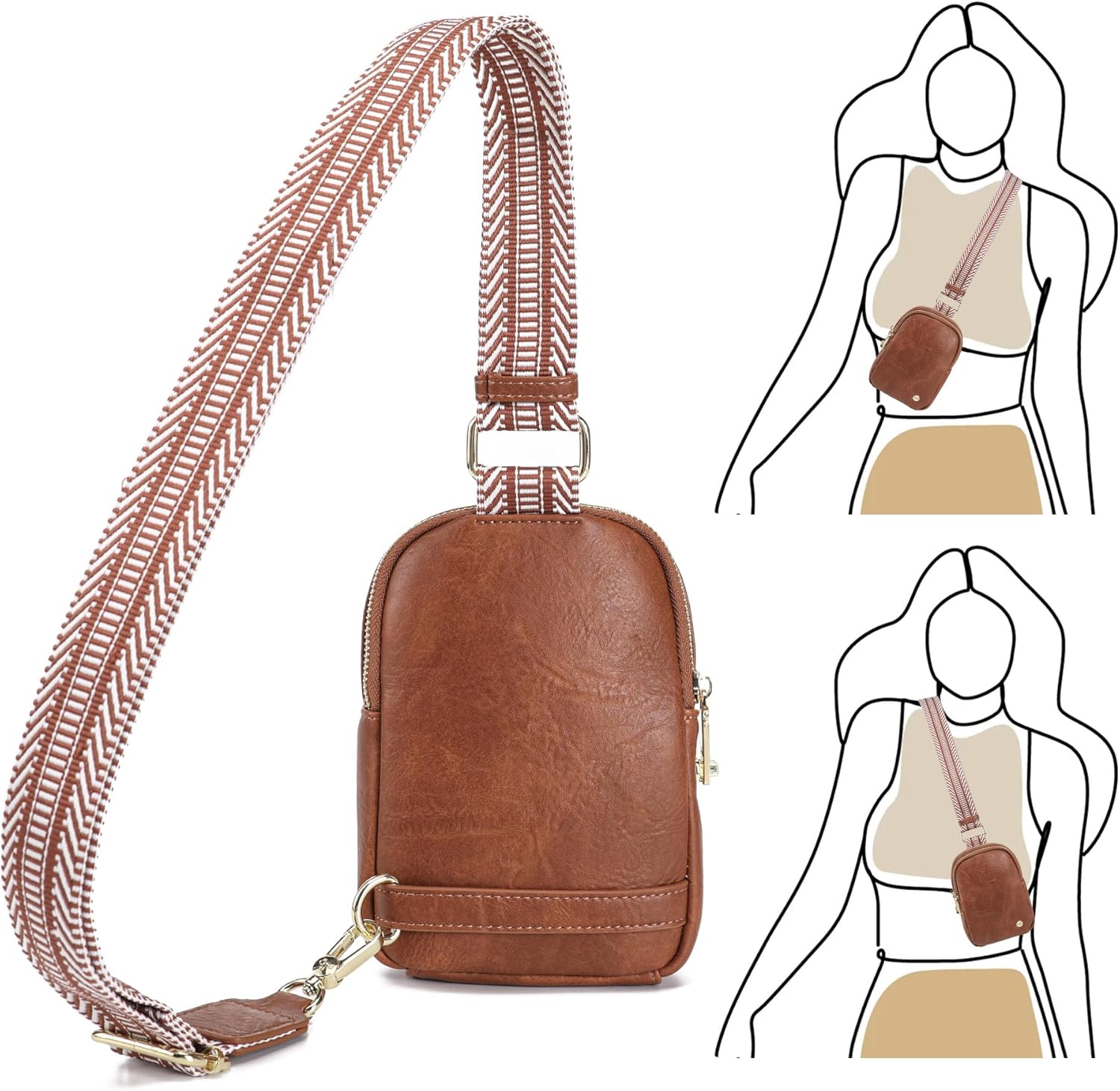 INICAT Anti Theft Crossbody Bag for Women, Small RFID Blocking Sling Purse with Zipper Lock for Travel, Vegan Leather - Image 7