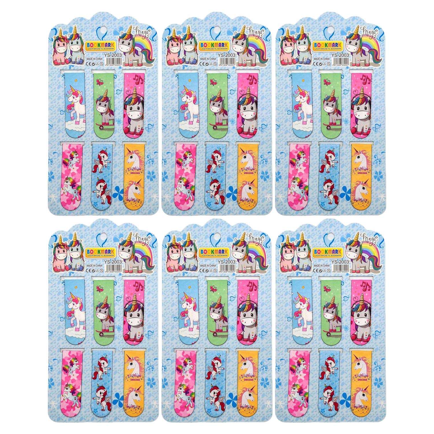 G4GIFT Colourful Unicorn Laser Magnetic Bookmarks Creative Supplies for School Home - Multi (Pack of 6 Contains 36 Pieces)