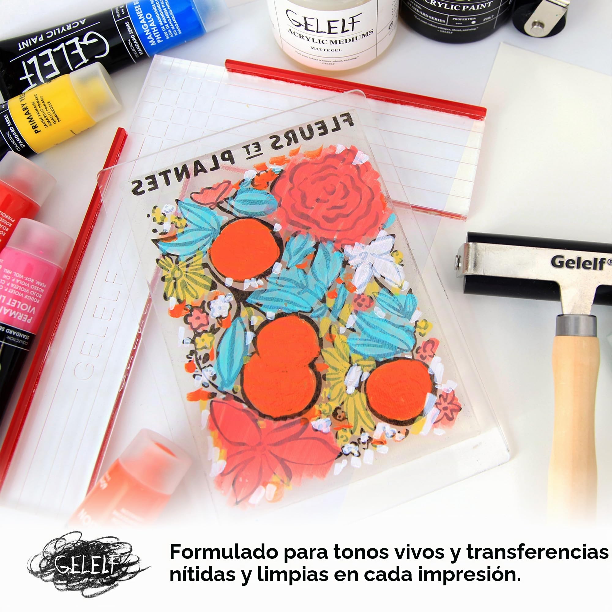 Pinturas acrílicas para impresión en placa de gel, transferencia perfecta, juegos de pintura acrílica especial para suministros de impresión de placas de gel, 9 colores, total 540 ml, juego de