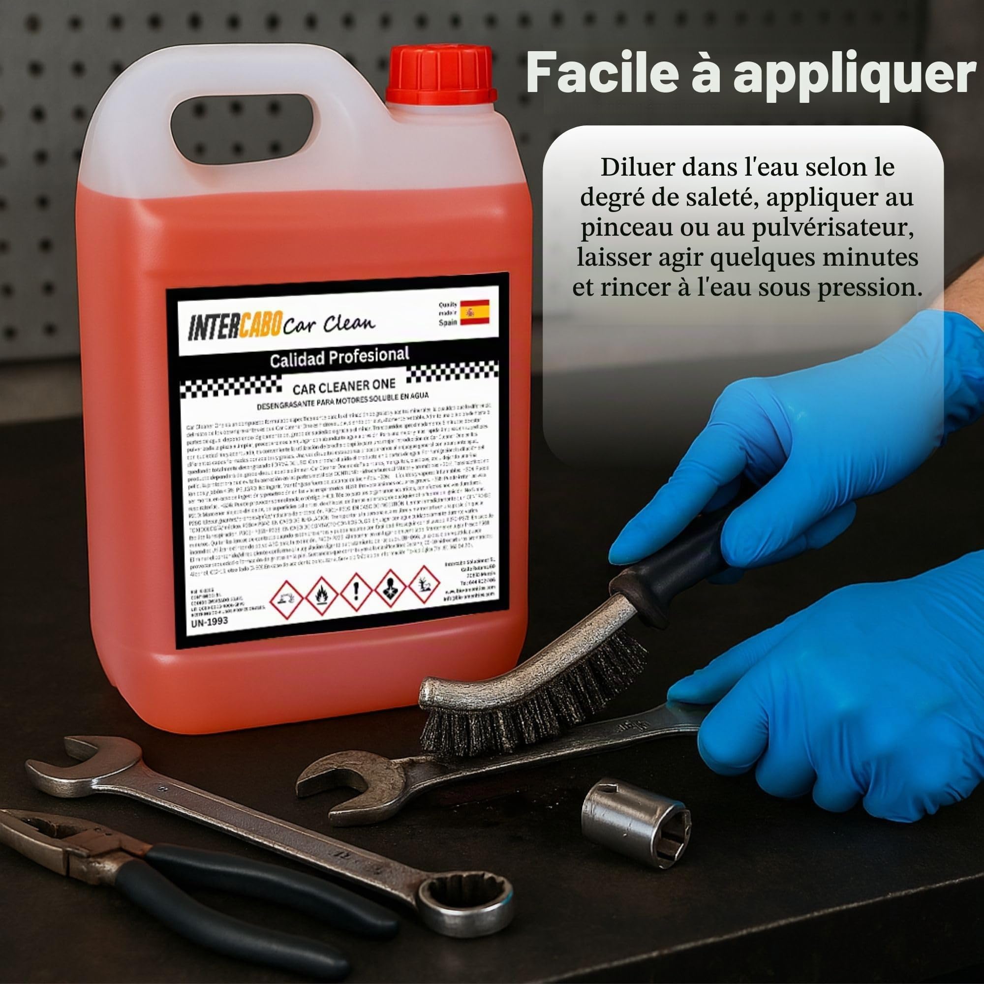 Dégraissant pour Moteurs Soluble dans l’Eau 5 L • Élimine Graisse, Huiles et Résidus • Idéal pour Entretien Mécanique et Automobile • Usage Professionnel Intensif