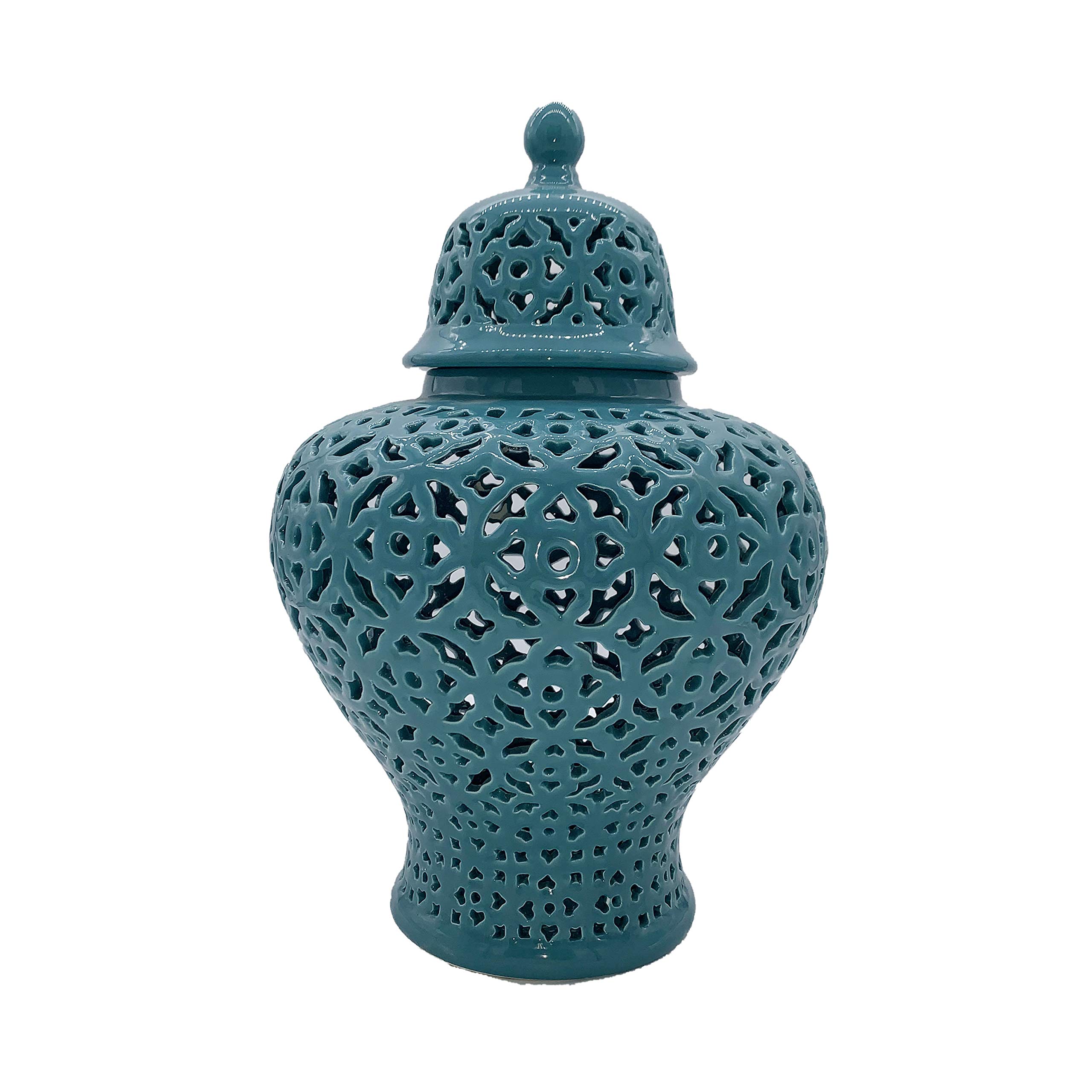 Galt International 19.5” Lattice Ginger Jar with Lid - Stunning Home Decor with Intricate Mediterranean Inspired Lattice Work - Living Room and