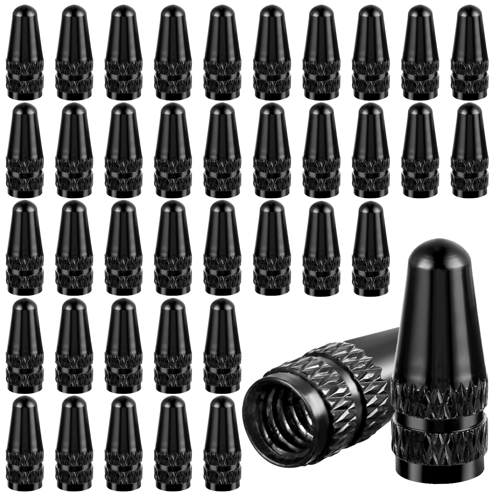 Black Presta Valve Cap, 16 Pack Aluminum Anodized Bike Valve Stem