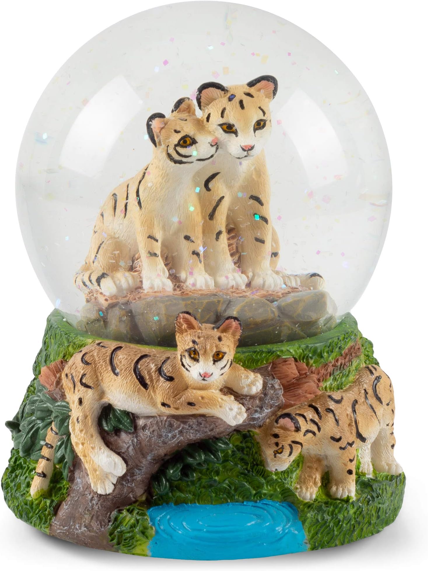 Endangered Clouded Leopard 100MM Sturdy Glitter Water Wind Up Musical Snow Globe Tabletop Dresser Figurine Decoration Plays Tune We've Only Just Begun
