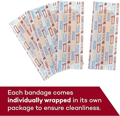 Miniatura 4 de Dealmed Paquete surtido de vendajes adhesivos flexibles, tiras de vendaje estériles con almohadilla antiadherente, sin látex, kit de primeros