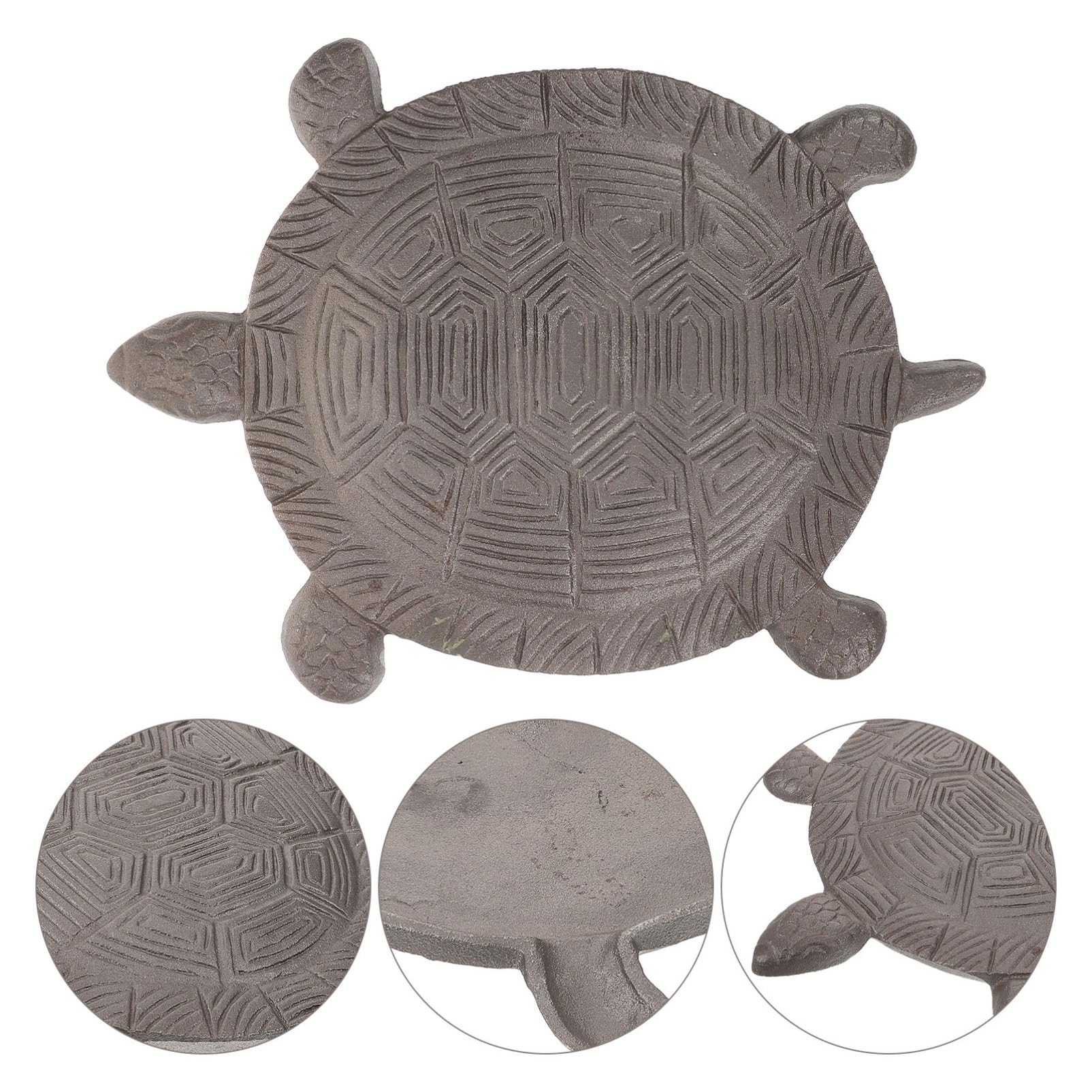 Decorativa Piedra de Paso Tortuga de Hierro Café para Jardín