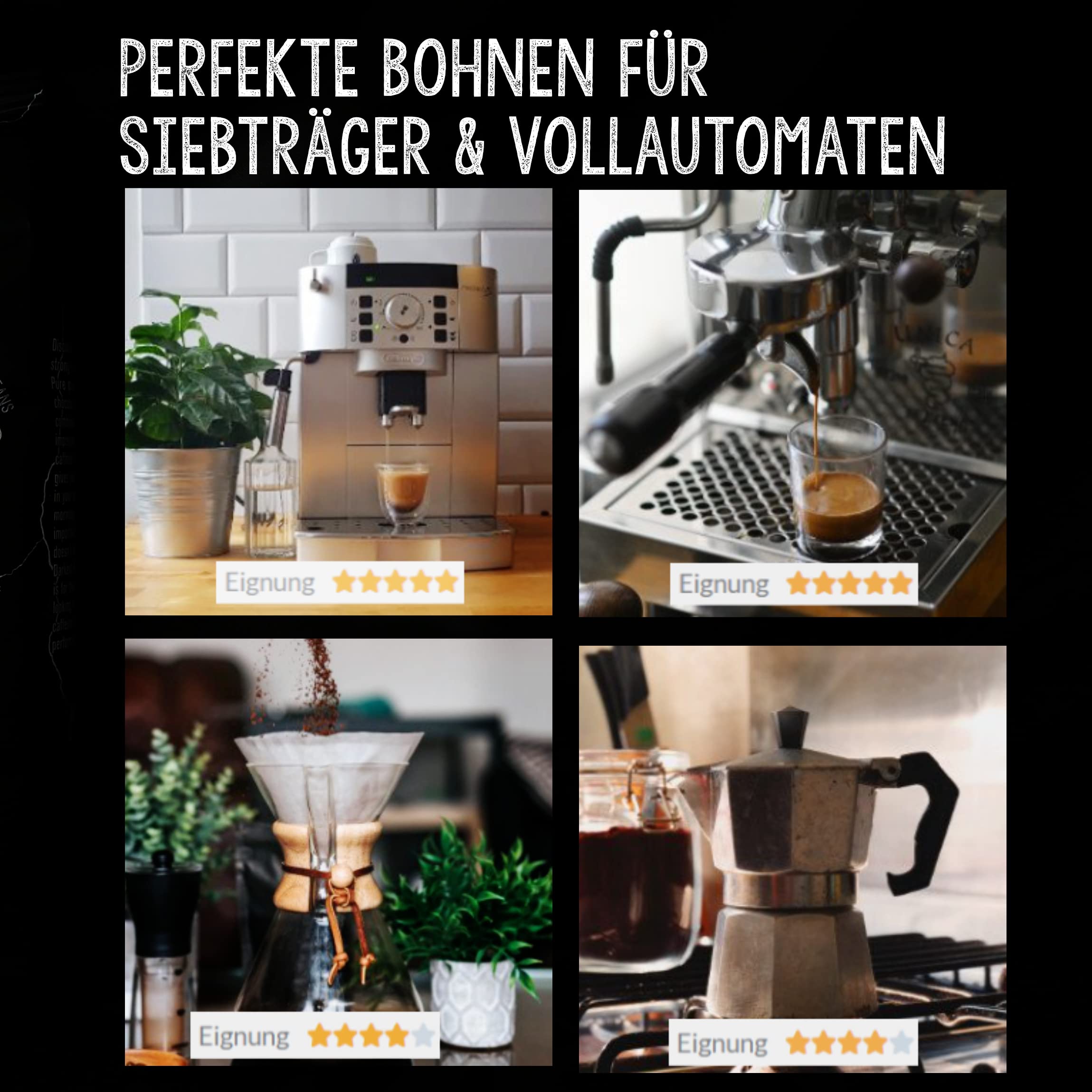 Darkest Power Coffee 100% Robusta Espresso Kaffeebohnen 1 kg extra stark | 100% Robusta, extra stark, viel Koffein, aromatisch, nicht bitter, wenig Säure, schokoladig – Zufriedenheitsgarantie.