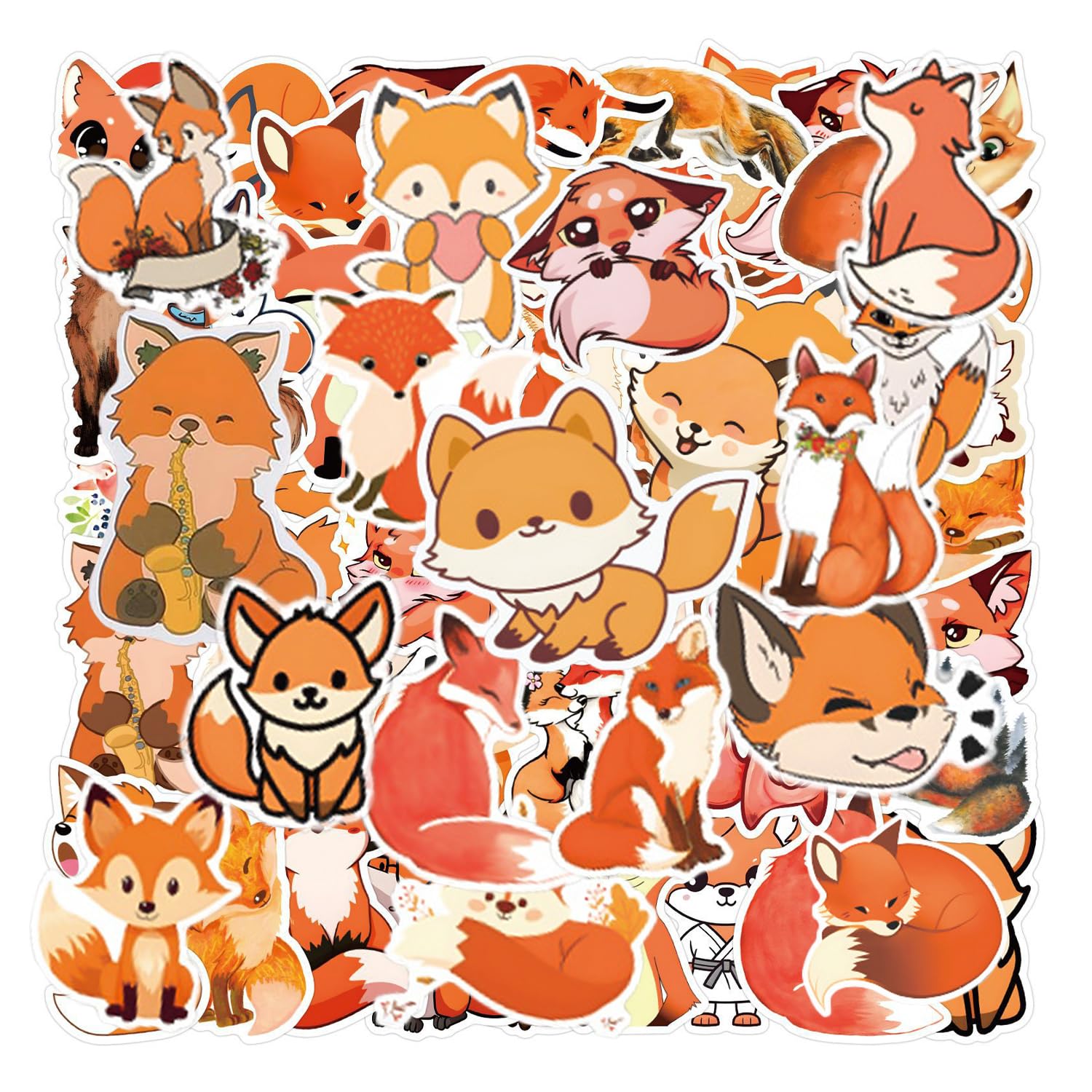 Nidhfg Color 120 Cartoon Fox Stickers, Cute Graffiti Stickers, Creative Stickers, Children's Stickers, Suitable For Water Bottles, Notebooks, Skateboards.