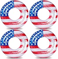 Vista 1 de Zhanmai Flotador inflable patriótico para piscina, diseño de bandera de Estados Unidos, flotadores de anillo de natación de agua, tubo inflable