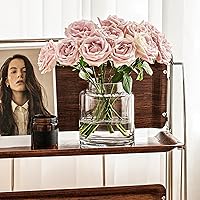 Vista 6 de Jarrones transparentes para centros de mesa, jarrón grande de vidrio de 9 pulgadas para ramo, cristalería, decoración del hogar moderna, jarrones