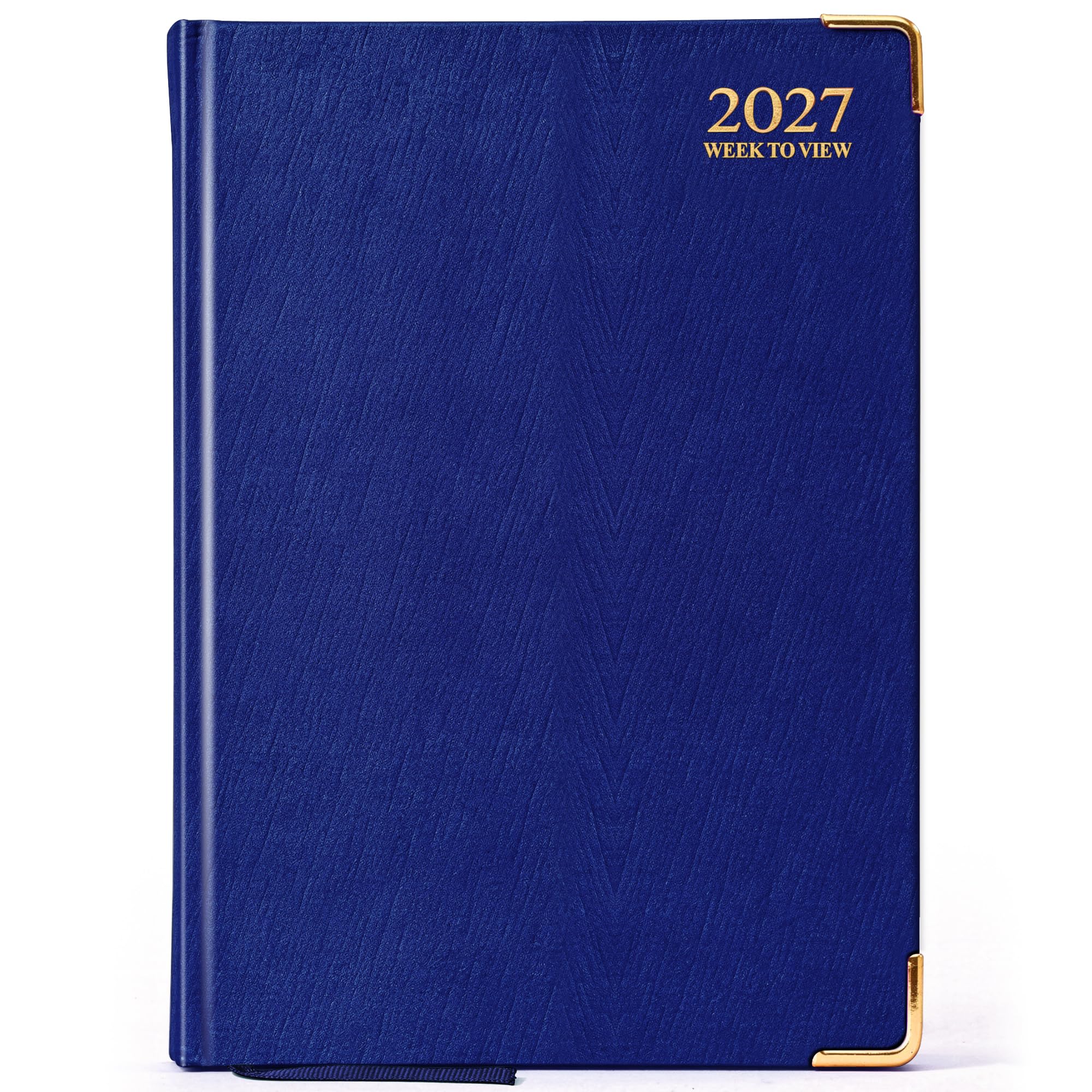 G4GADGET A4 2027 Week To View Blue Diary Gilt Edges Hardback