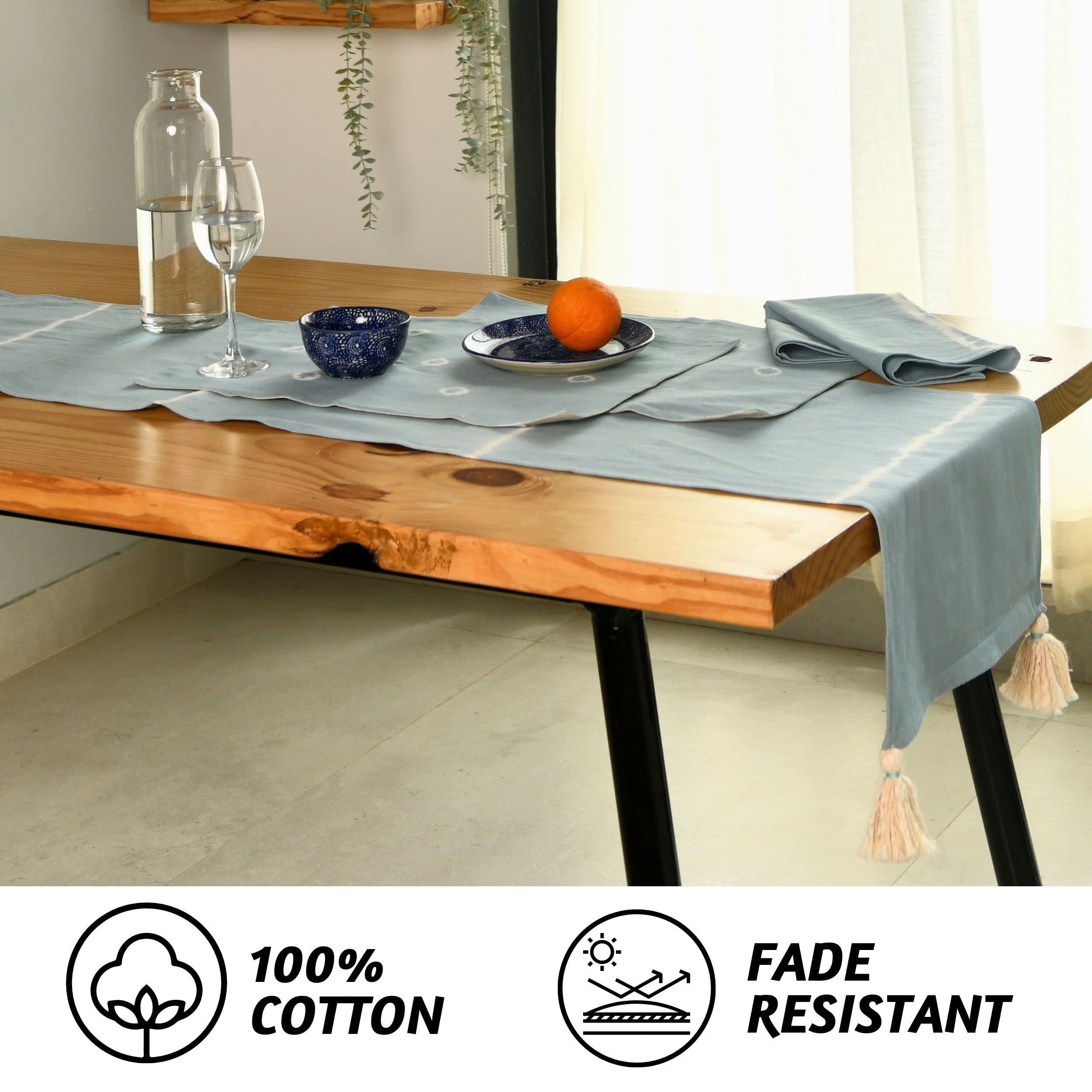 Folkulture Table Runner - Dusty Blue -7