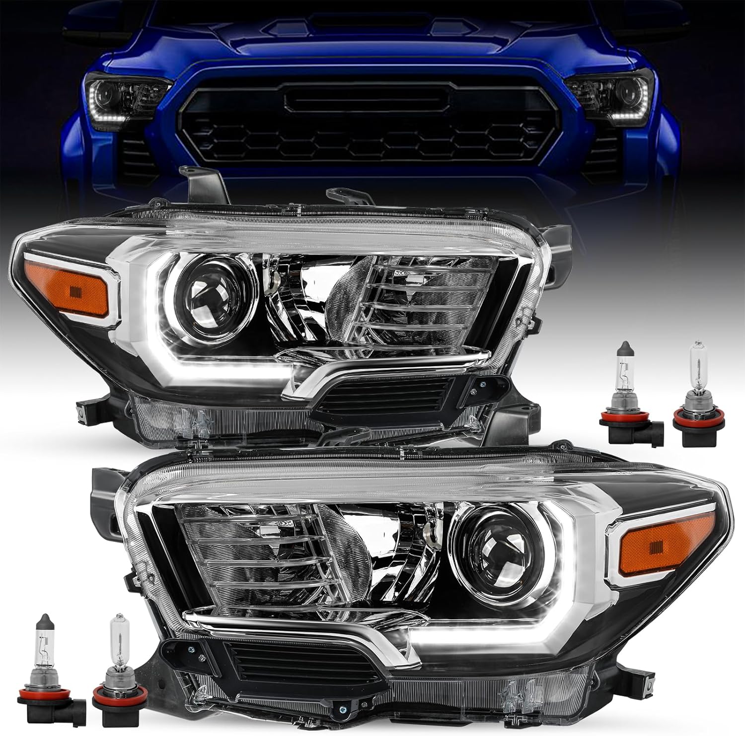 Amazon.com: SOCKIR Headlight Assembly Fit for 2016-2022 Toyota Tacoma w ...