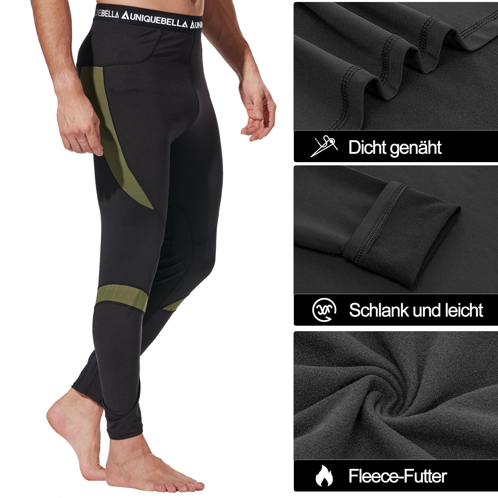 UNIQUEBELLA Thermounterwäsche Unterhose, Funktions Herren Funktionswäsche Skiunterwäsche Winter Suit Ski Thermo-Unterwäsche Thermowäsche Leggings